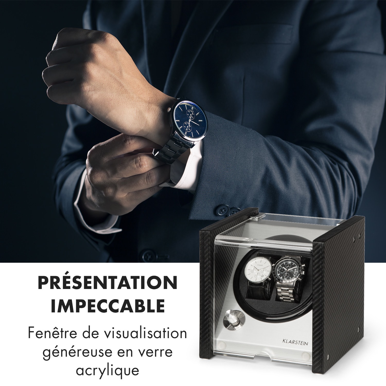 Tokyo 2 Remontoir automatique 2 montres 4 programmes 3 vitesses noir 2 montres