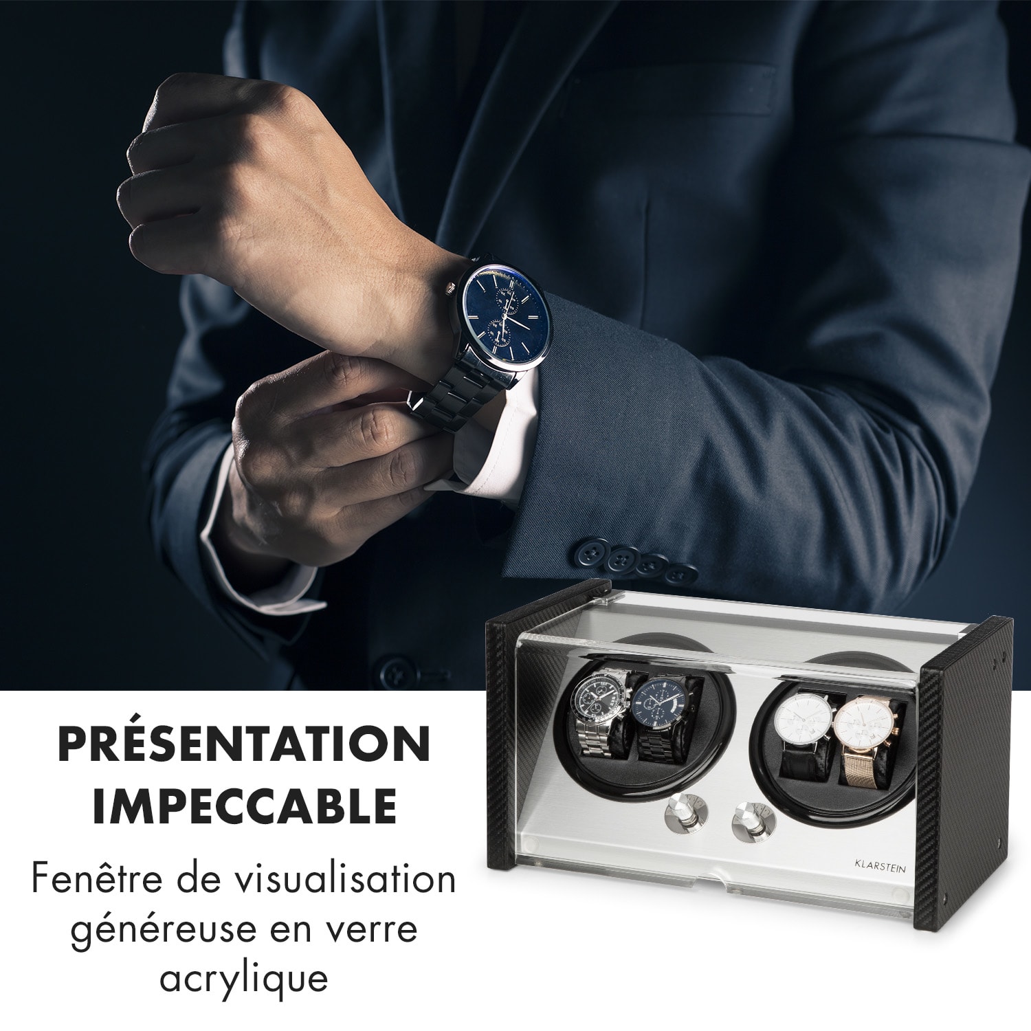 Tokyo 4 horlogeopwinder 4 horloges 3 snelheden 4 modi zwart 4 horloges