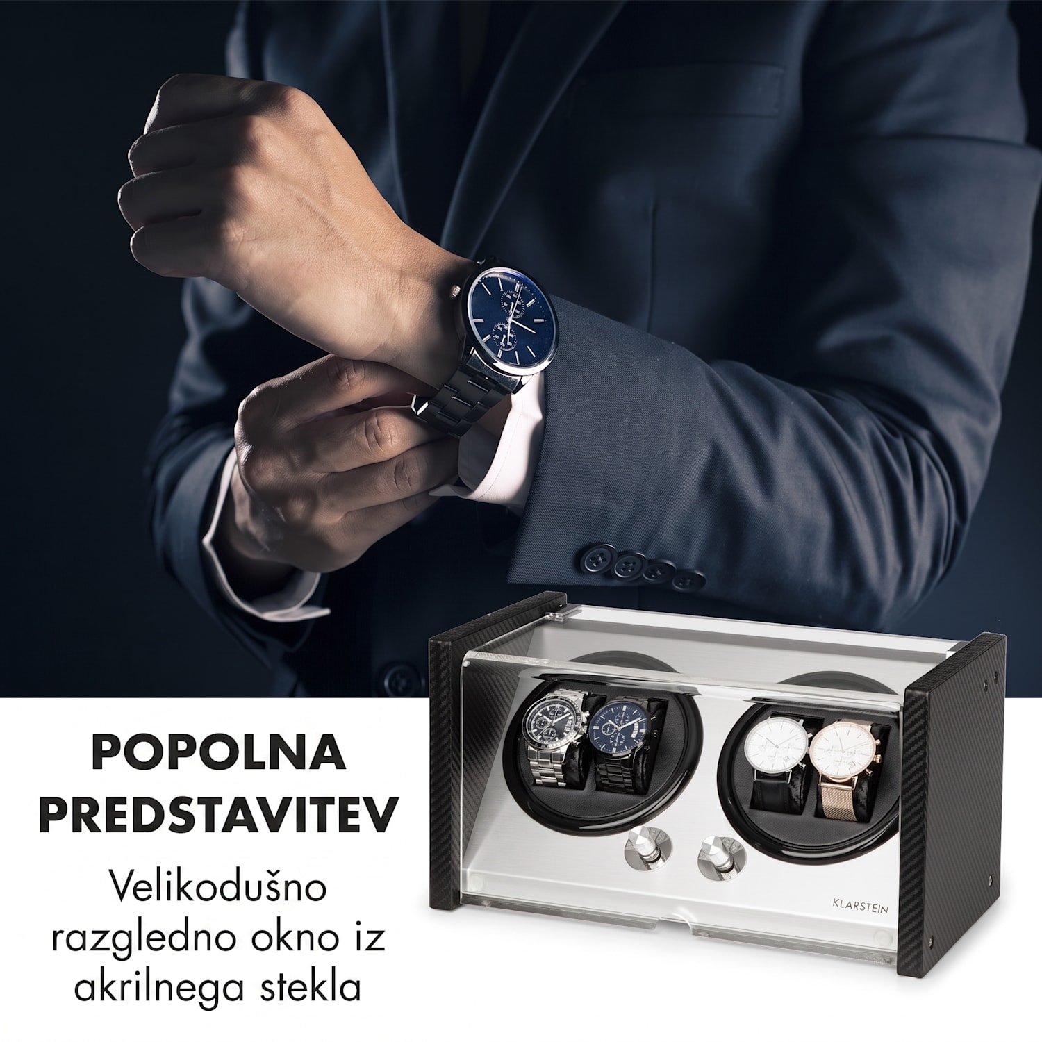 Naprava za navijanje ročne ure Tokyo 4, 4 kom ur, 3 hitrosti, 4 režimi, črna 4 watches