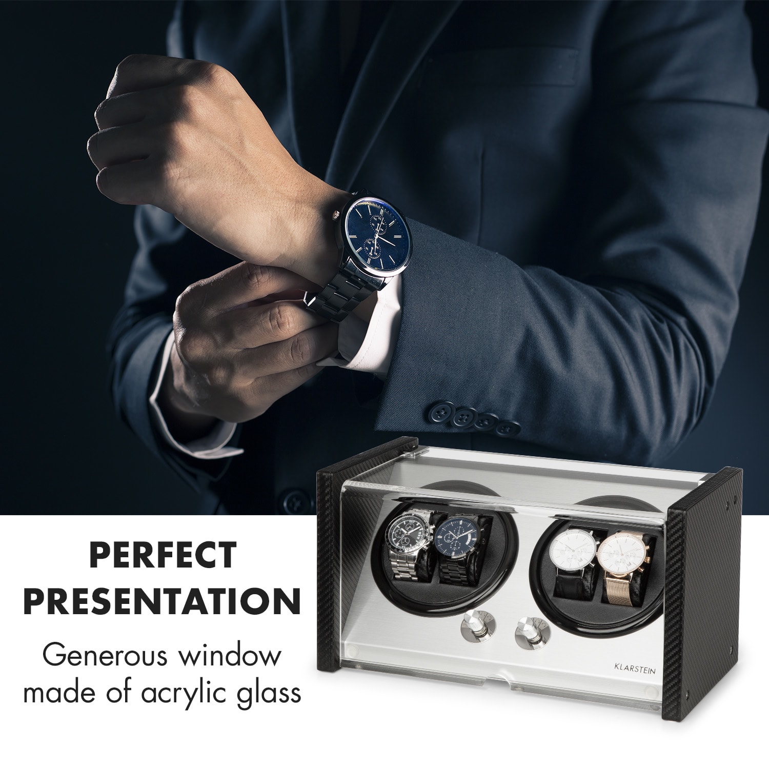 Tokyo 4 Watch Winder, 4 Watches, 3 Speeds, 4 Modes, Black 4 watches