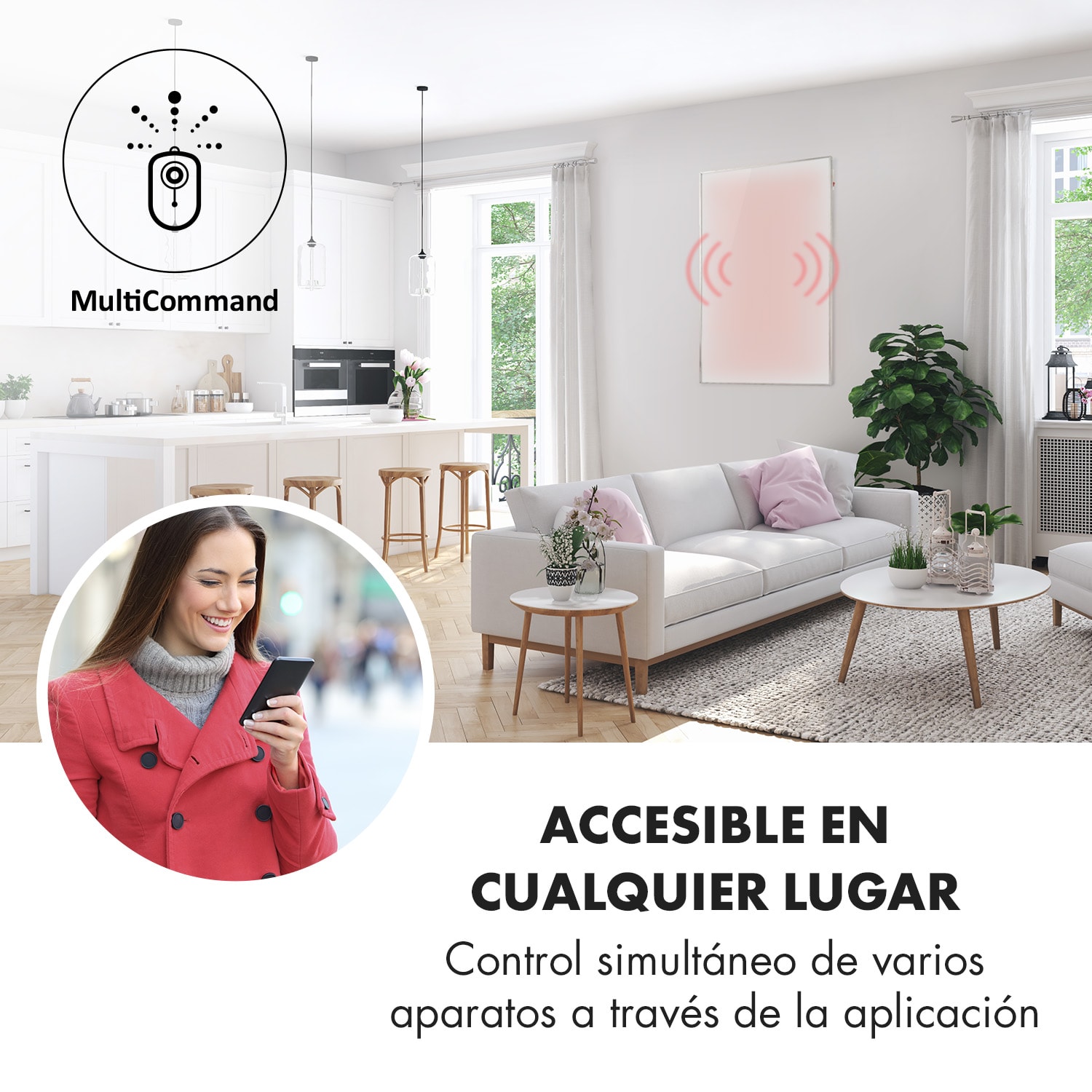 Wonderwall 960 Smart Panel calefactor infrarrojo 80x120cm 960W Temporizador semanal Blanco 120 x 80 cm | 960 W | Sí