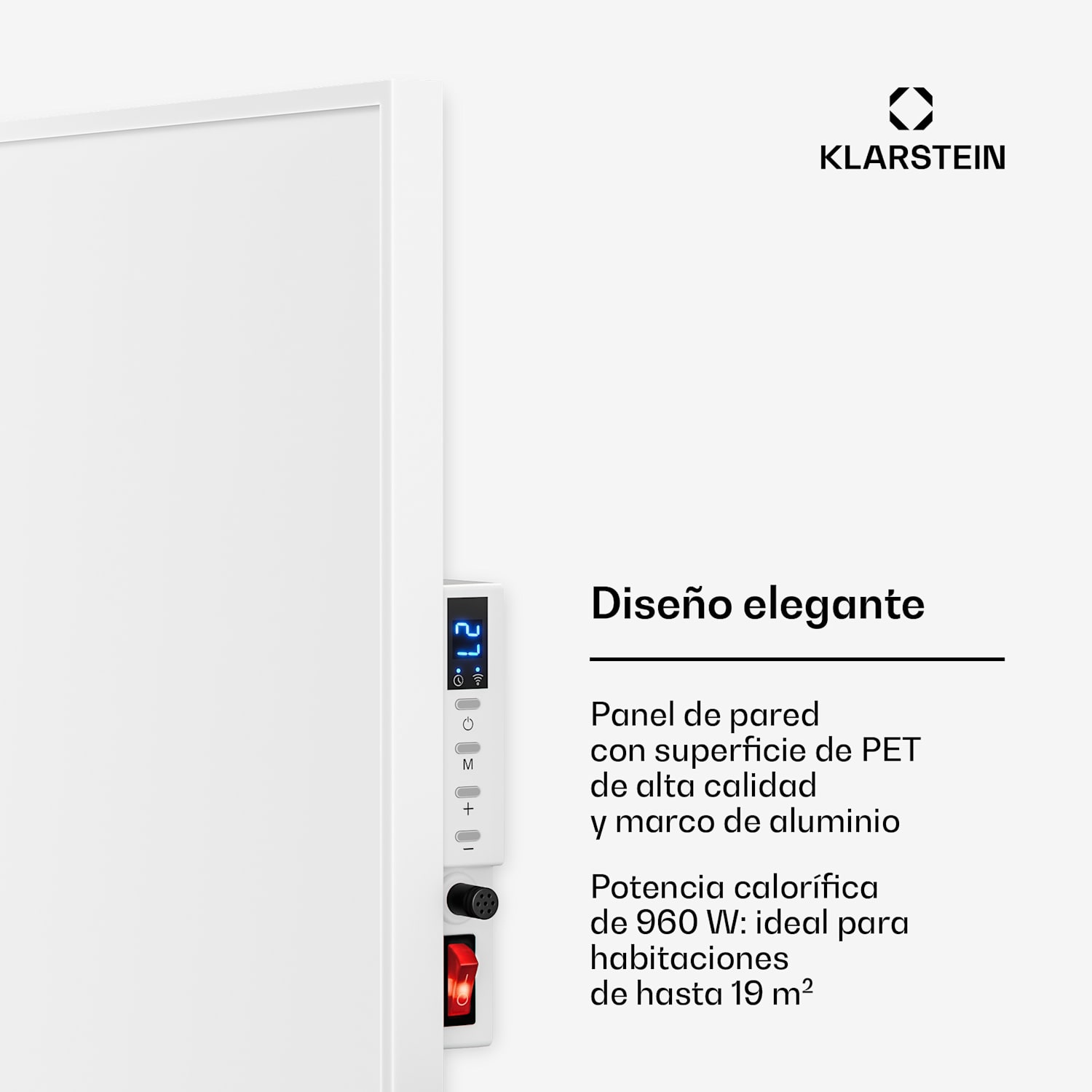 Wonderwall 960 Smart Panel calefactor infrarrojo 80x120cm 960W Temporizador semanal Blanco 