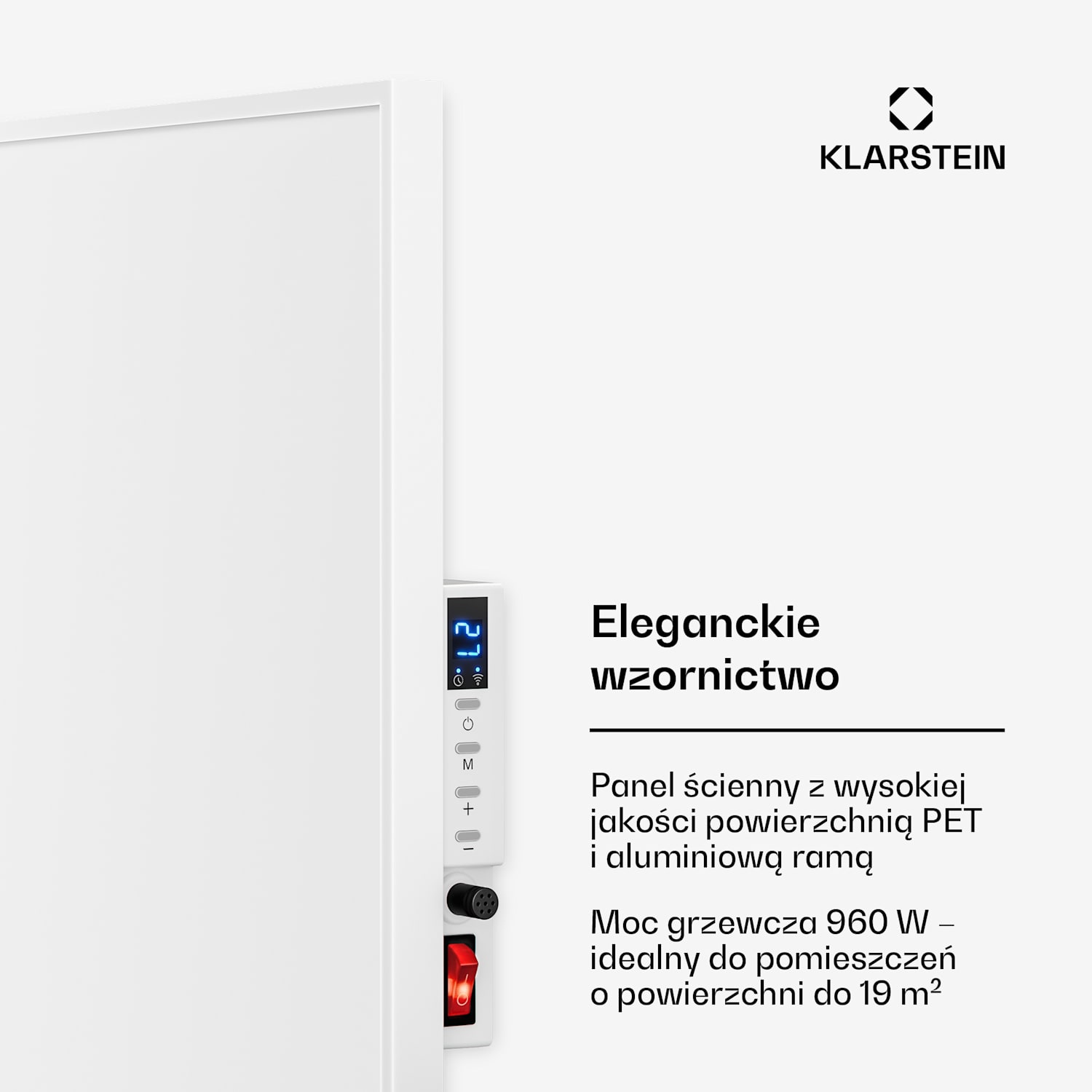 Wonderwall 960 Smart, panel grzewczy na podczerwień, 80 x 120 cm, 960 W, tygodniowy programator czasowy, IP24, biały 