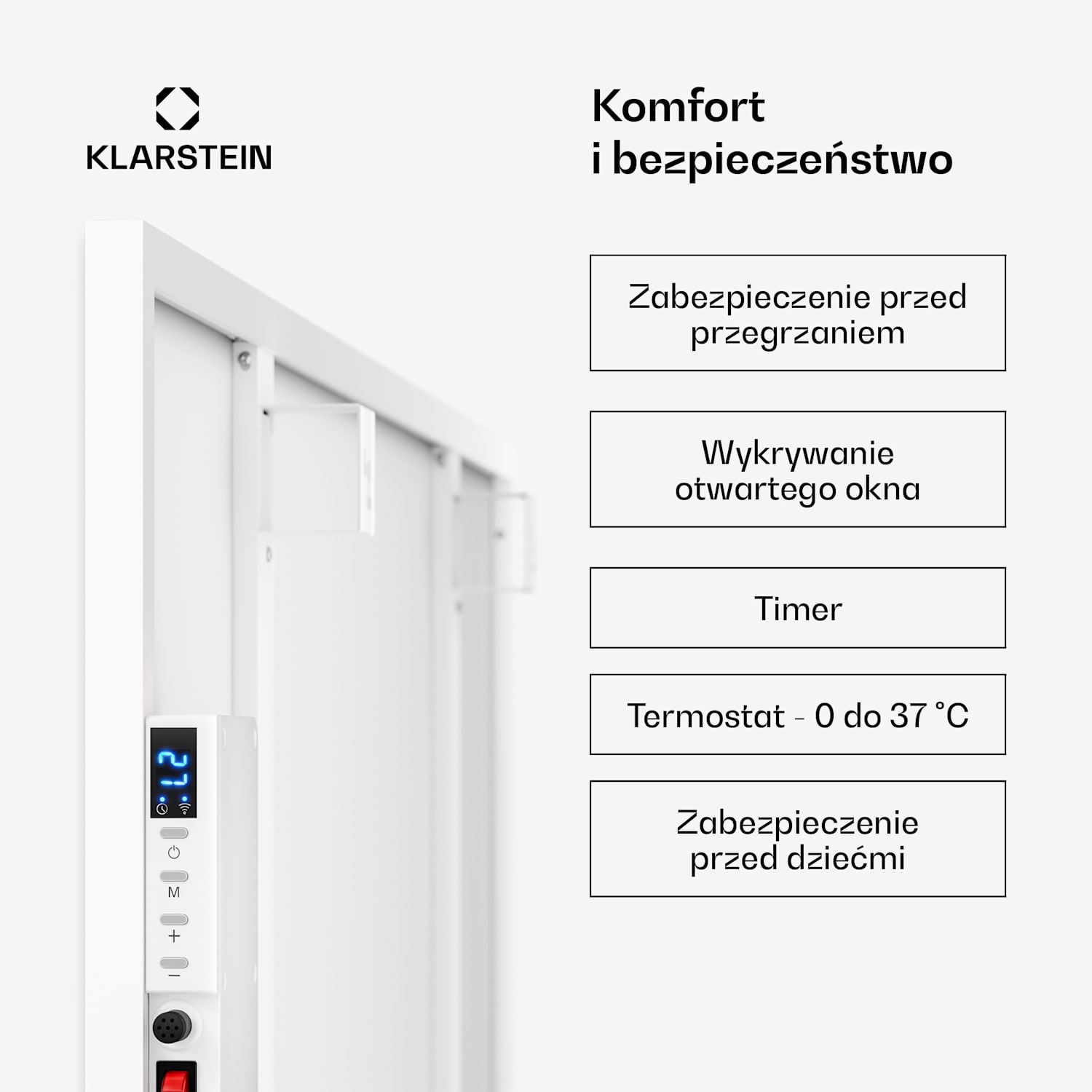 Wonderwall 960 Smart, panel grzewczy na podczerwień, 80 x 120 cm, 960 W, tygodniowy programator czasowy, IP24, biały 