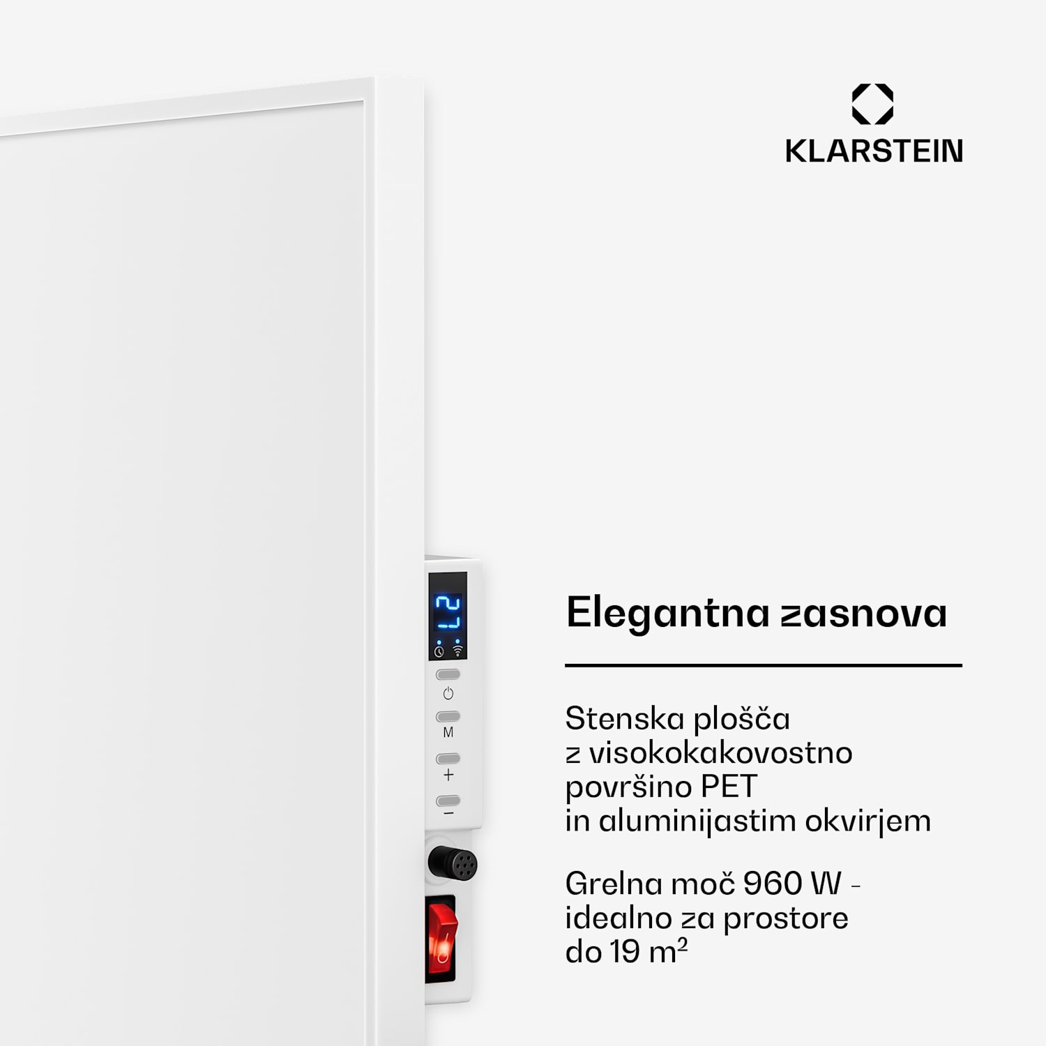 Wonderwall 960 Smart, infrardeči grelec, 80 x 120 cm, 960 W, tedenski časovnik, IP24, bel 120 x 80 cm | 960 W | Ano