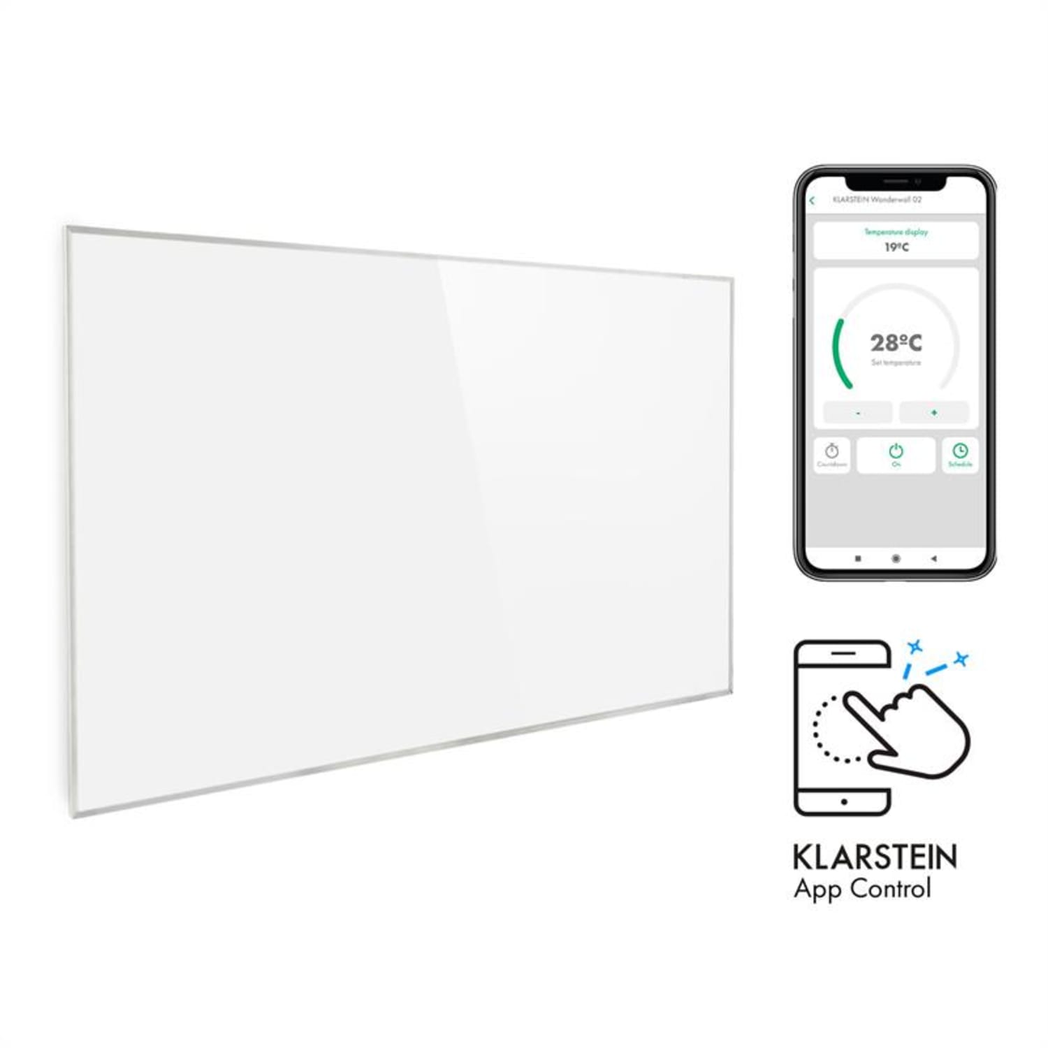Wonderwall 960 Smart Panel calefactor infrarrojo 80x120cm 960W Temporizador semanal Blanco 120 x 80 cm | 960 W | Sí