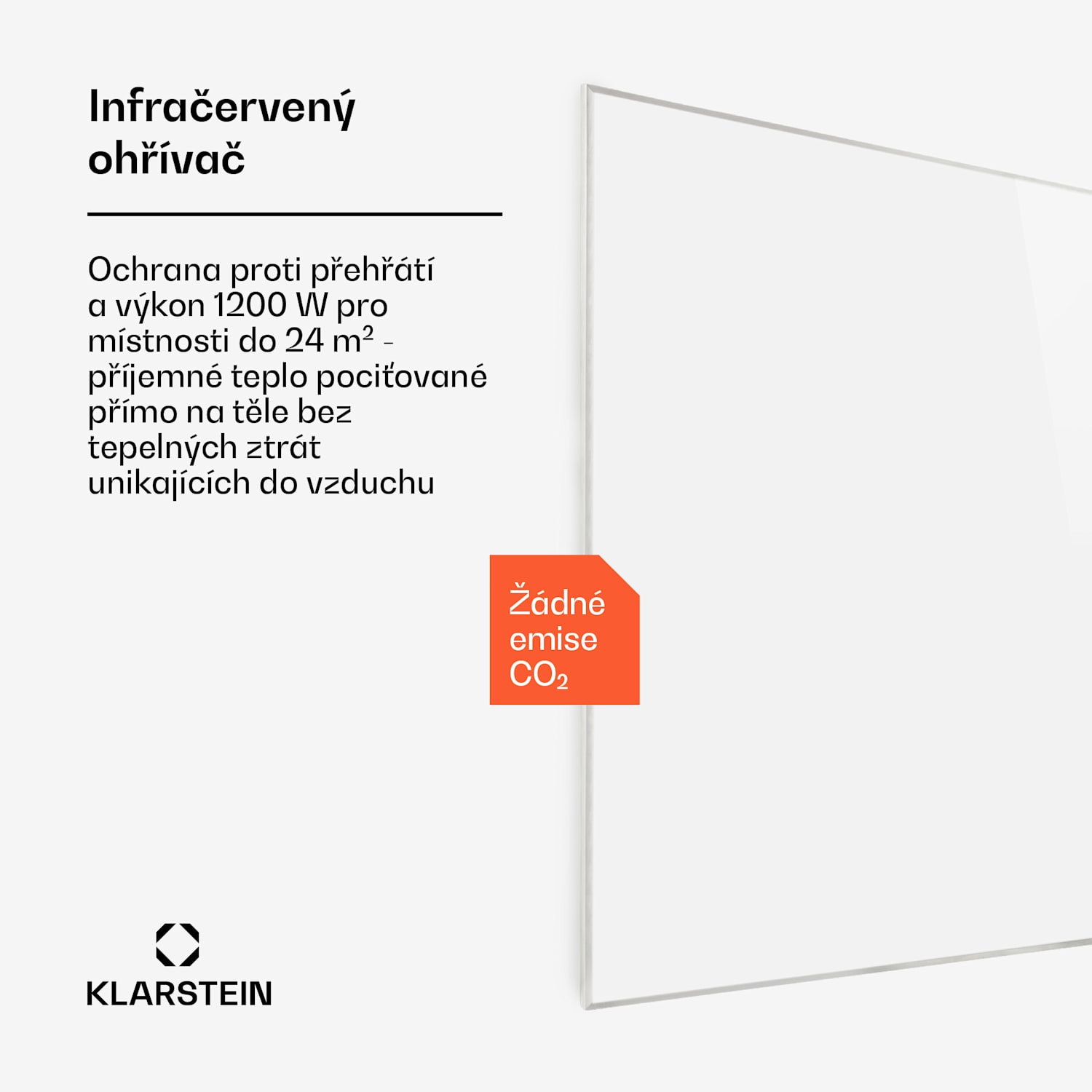Wonderwall 1200 Smart, infračervený ohřívač, 100 x 120 cm, 1200 W, časovač, bílý 115 x 95 cm | 1200 W