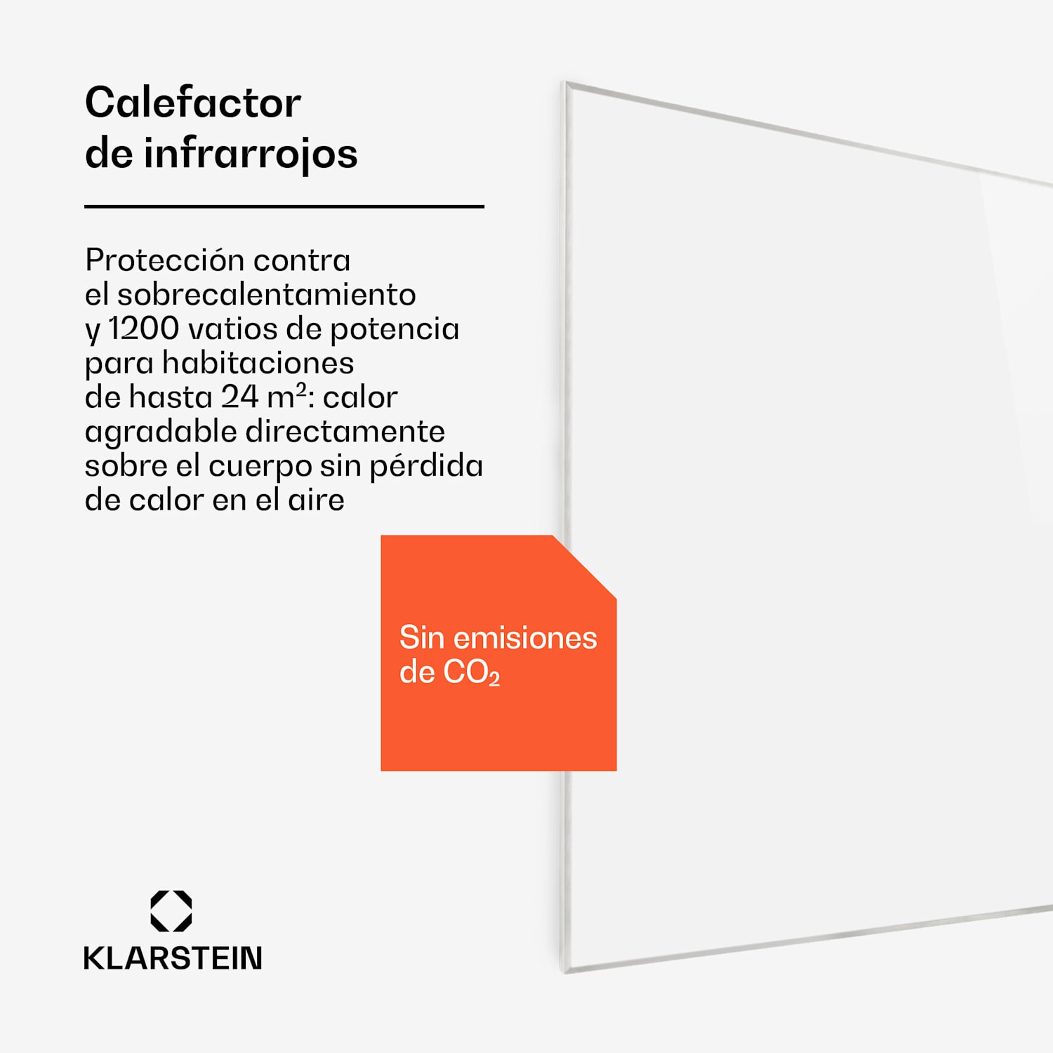 Wonderwall 1200 Smart Panel calefactor infrarrojo 100x120cm 1200W Temporizador semanal Blanco 