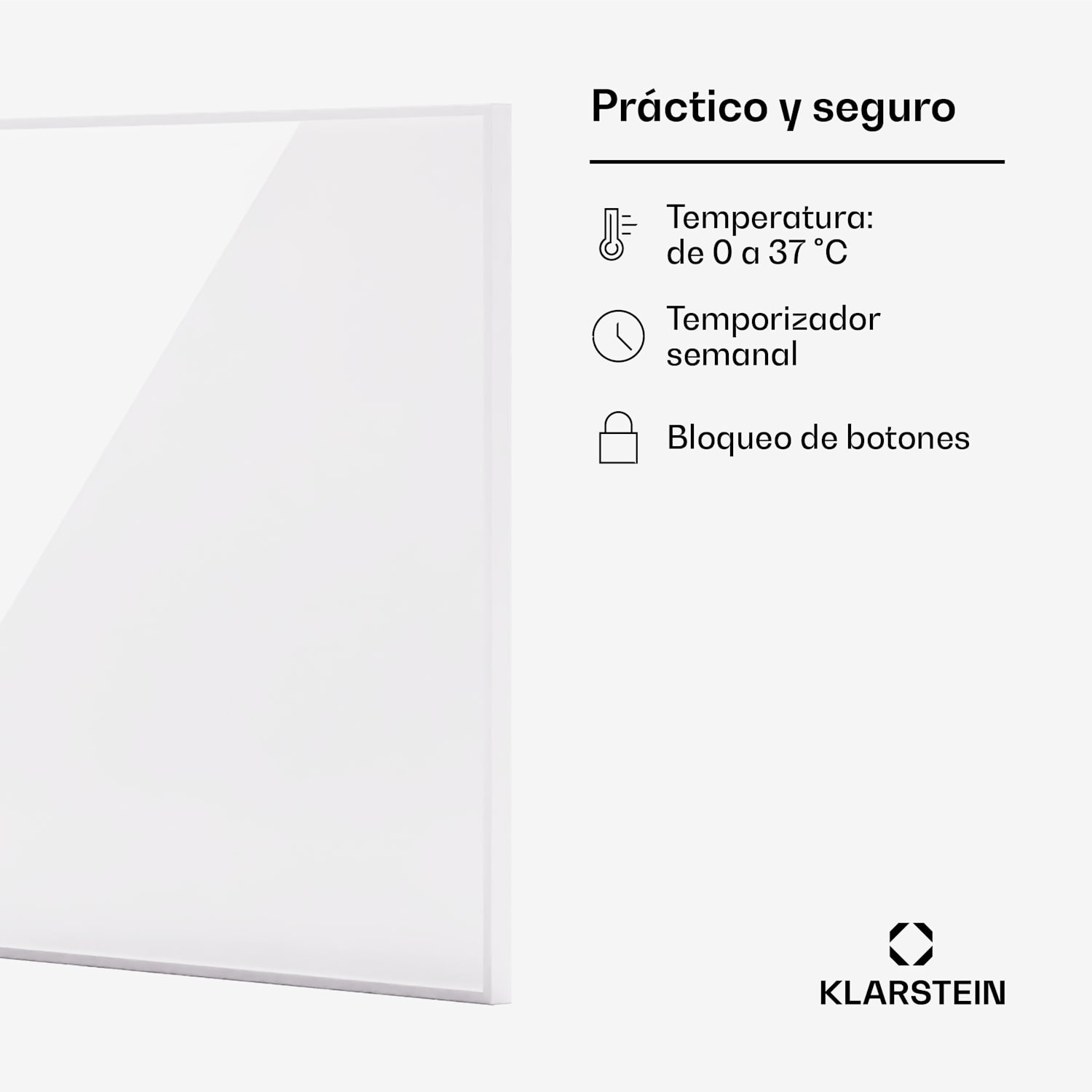 Wonderwall 1200 Smart Panel calefactor infrarrojo 100x120cm 1200W Temporizador semanal Blanco 