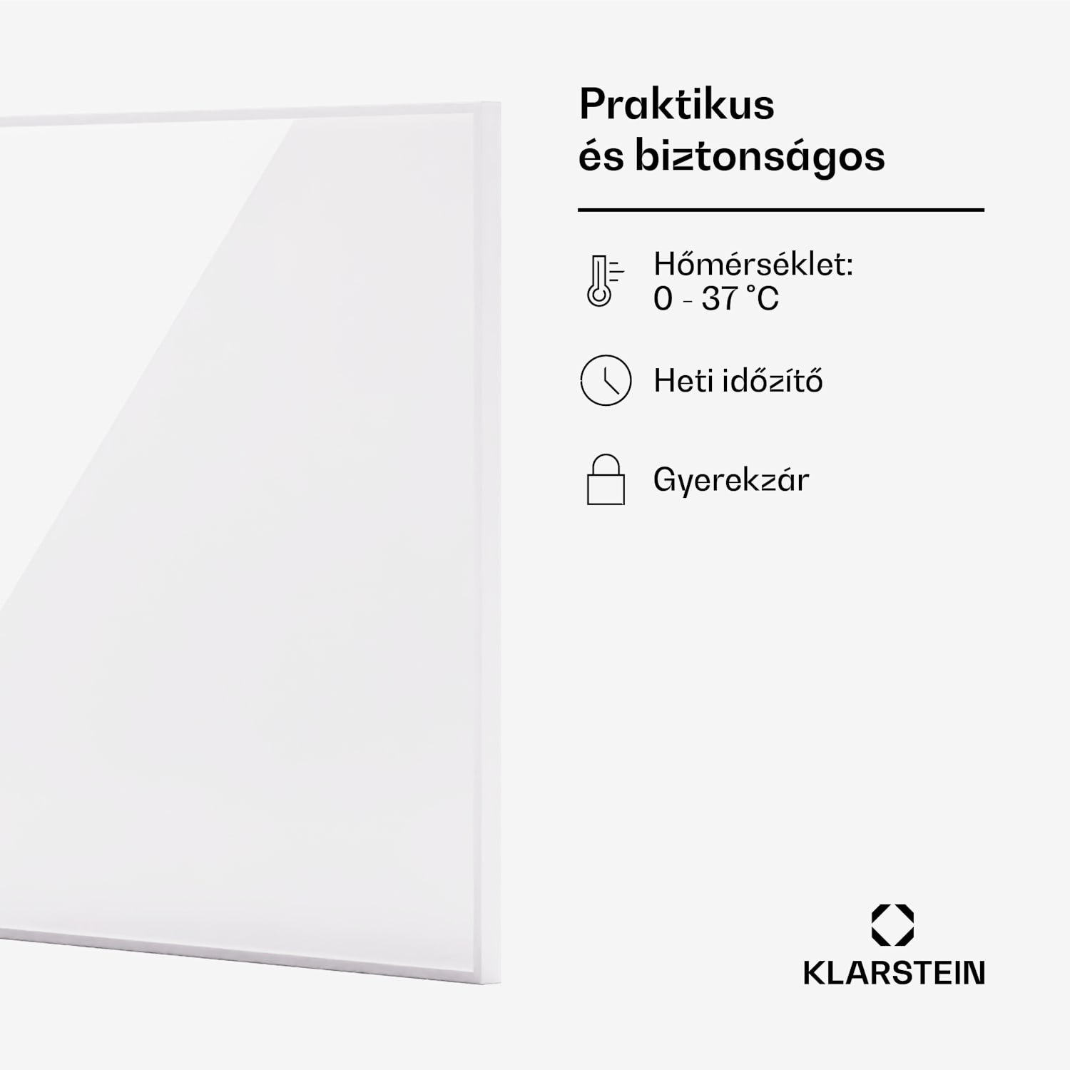 Wonderwall 1200 Smart, infravörös hősugárzó, 100 x 120 cm, 1200 W, heti időzítő, IP24, fehér 