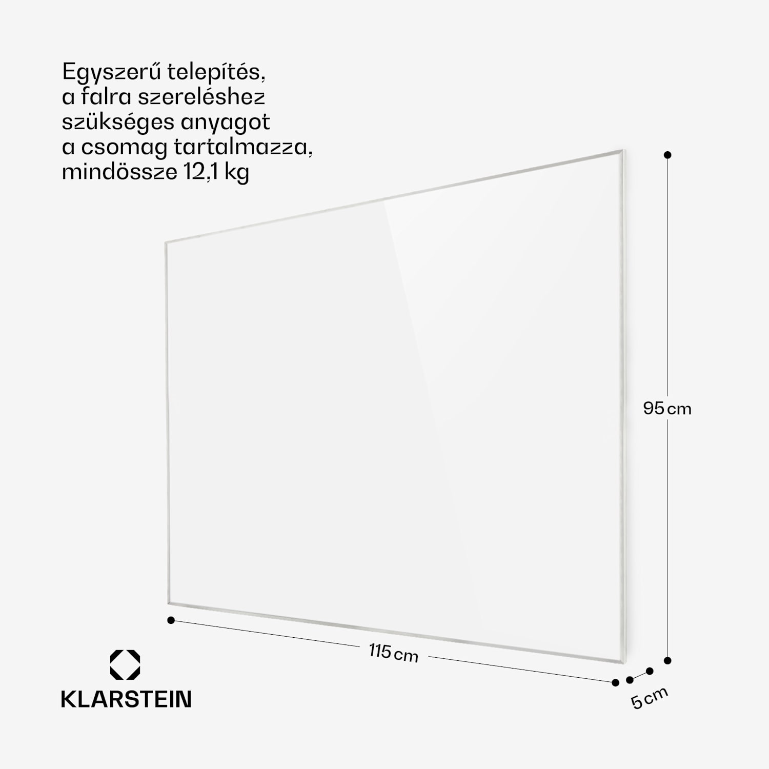 Wonderwall 1200 Smart, infravörös hősugárzó, 100 x 120 cm, 1200 W, heti időzítő, IP24, fehér 