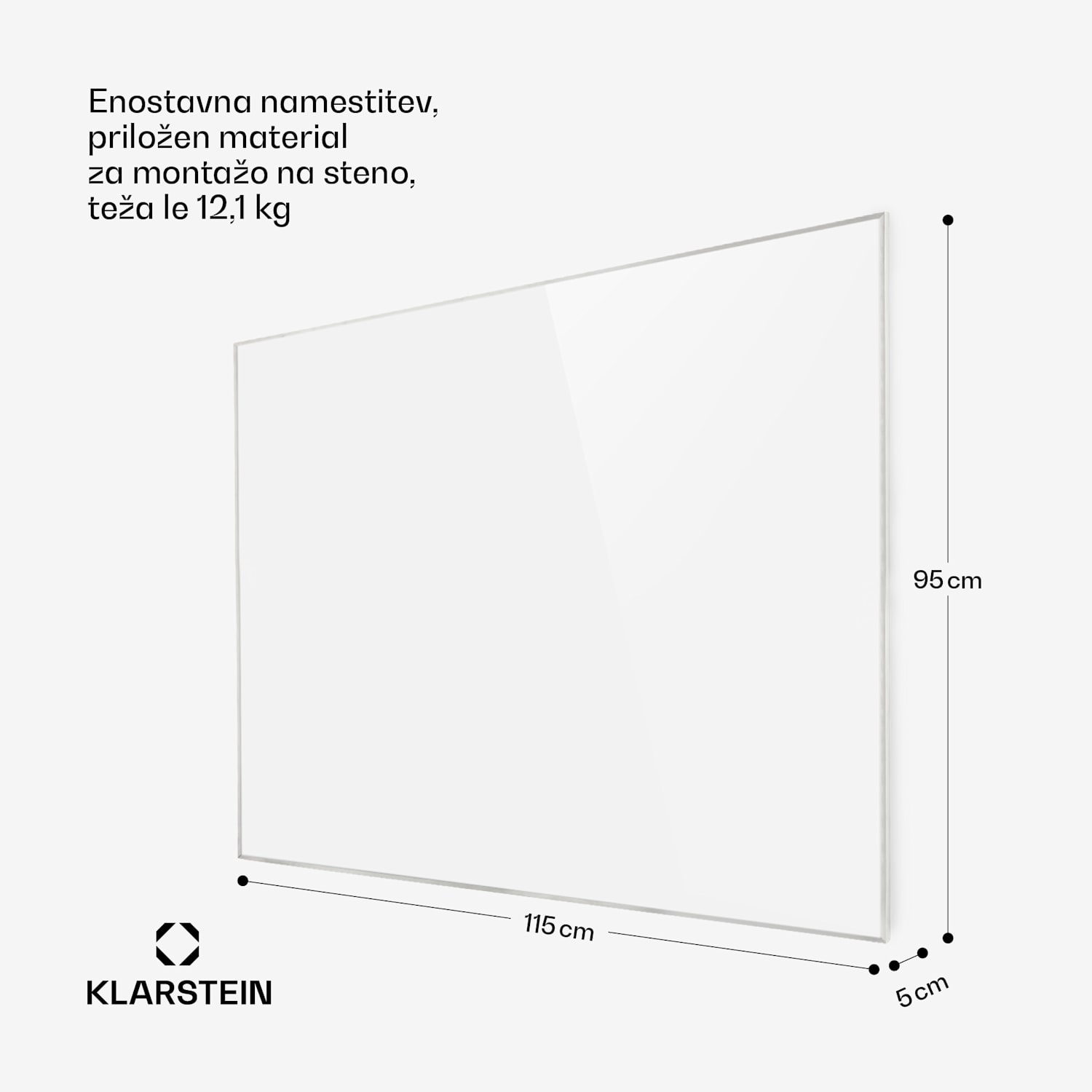 Wonderwall 1200 Smart, infra plošča, infrardeč grelnik, 115 x 95 cm, 1200 W, tedenski časovnik, bela 