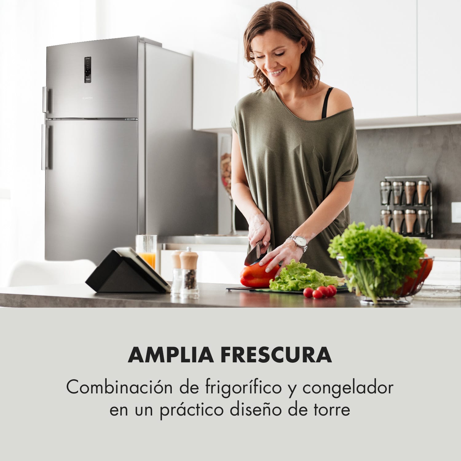 Height Cool XXL Nevera/congelador 330 L/95 L A+ LED Touch Acero inoxidable 