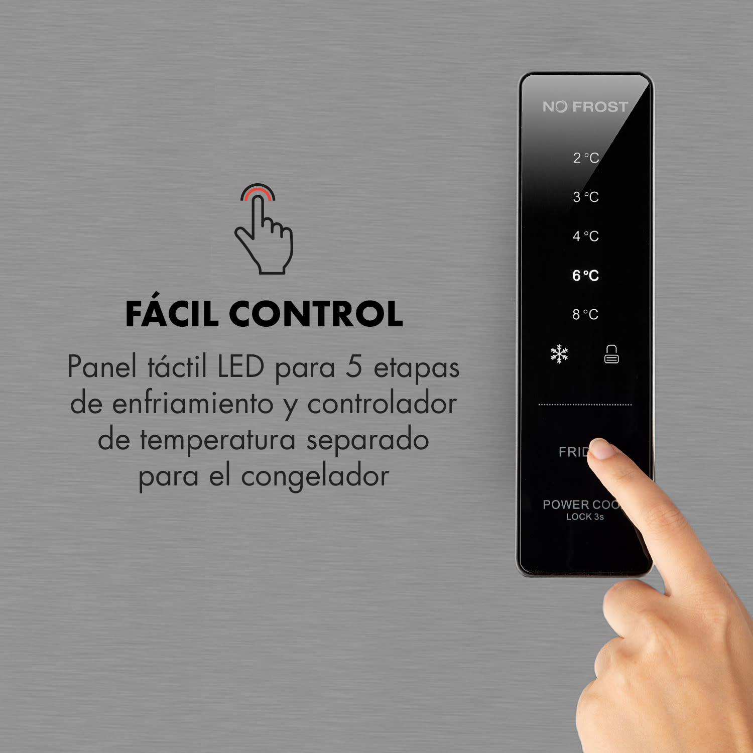 Height Cool XXL Nevera/congelador 330 L/95 L A+ LED Touch Acero inoxidable 
