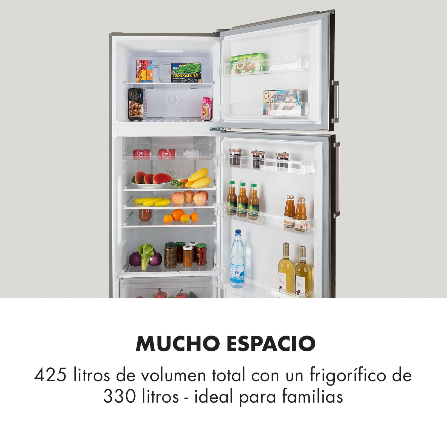 Height Cool XXL Nevera/congelador 330 L/95 L A+ LED Touch Acero inoxidable 