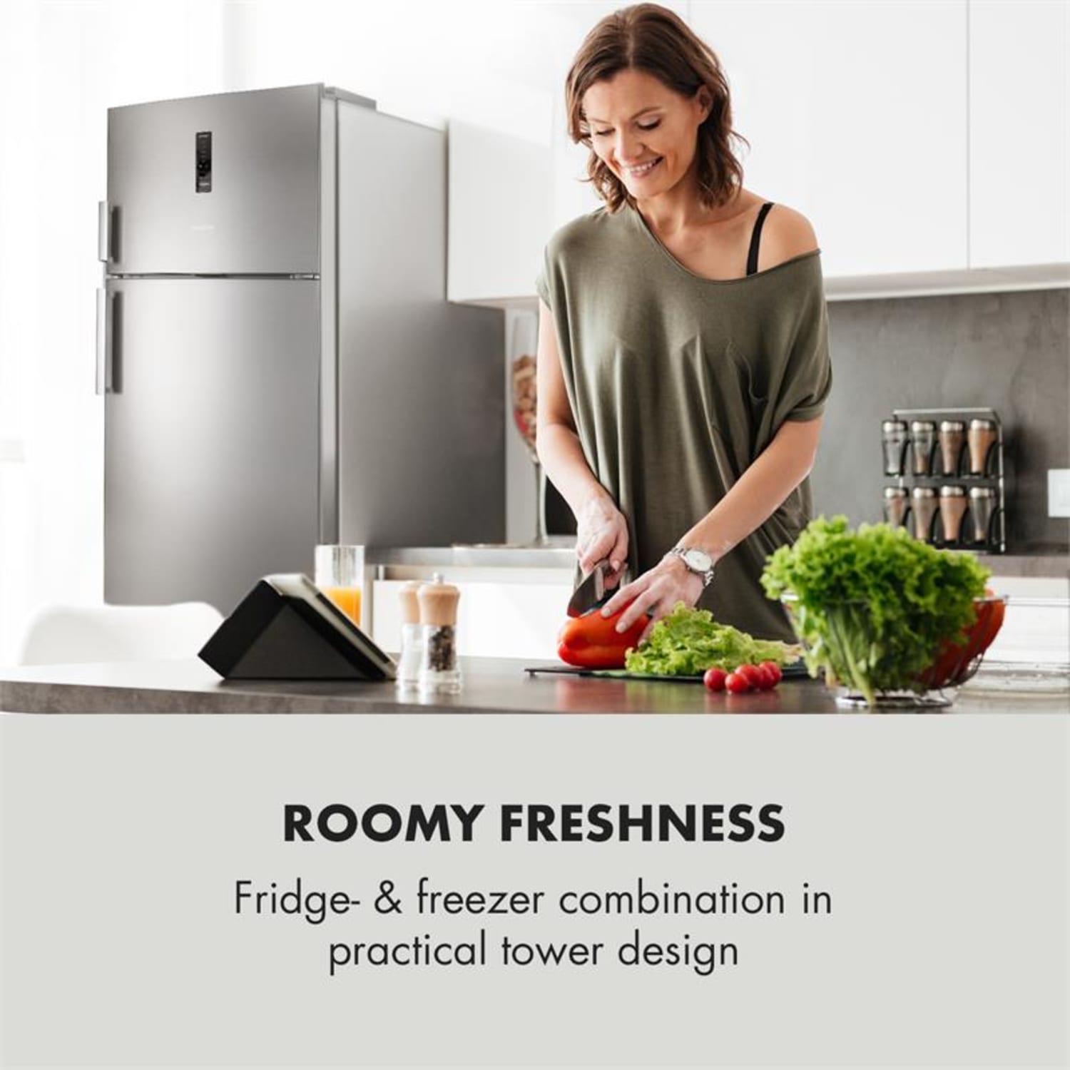 Height Cool XXL koel-/vrieskast 330L/95L A+ led touch edelstaal 