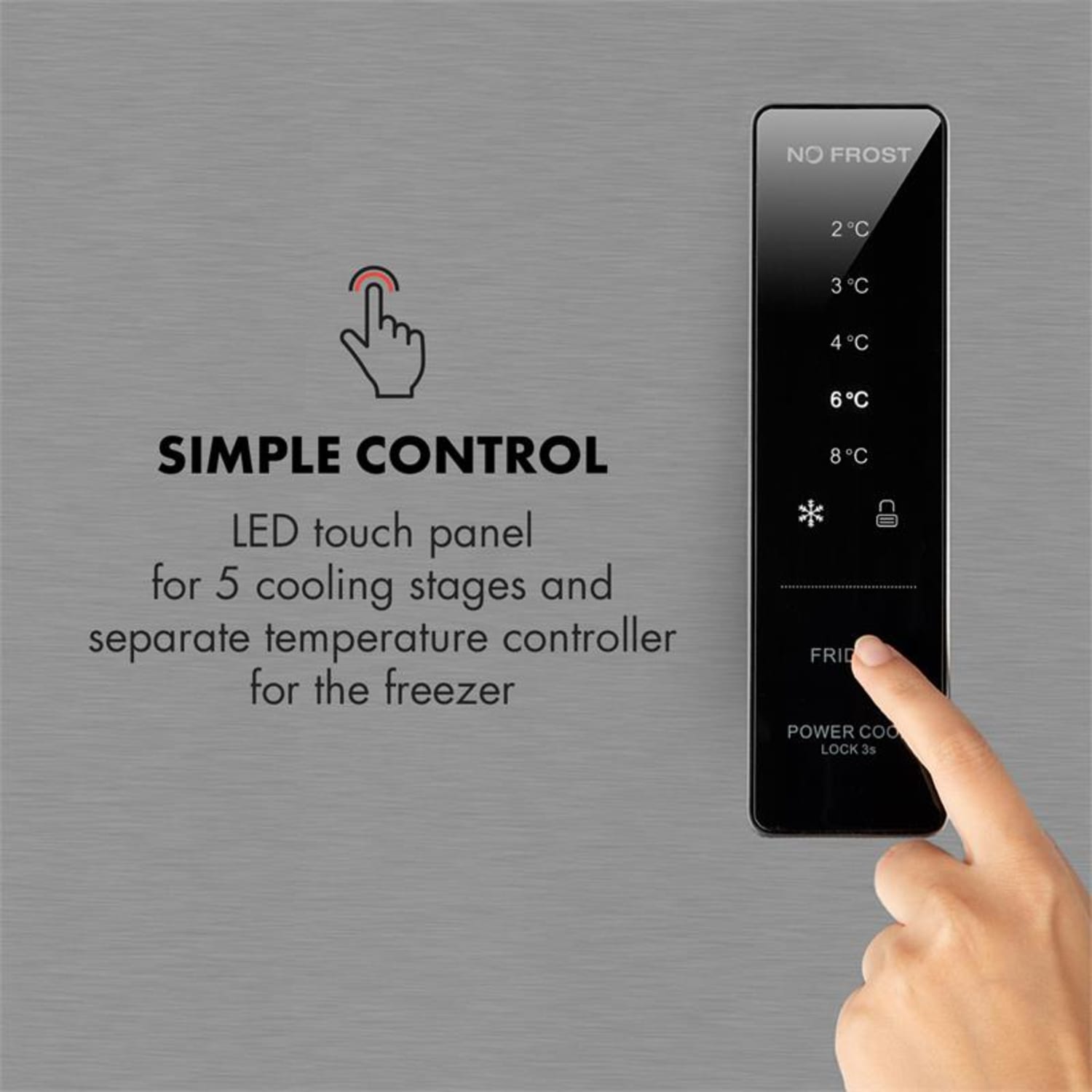 Height Cool XXL koel-/vrieskast 330L/95L A+ led touch edelstaal 