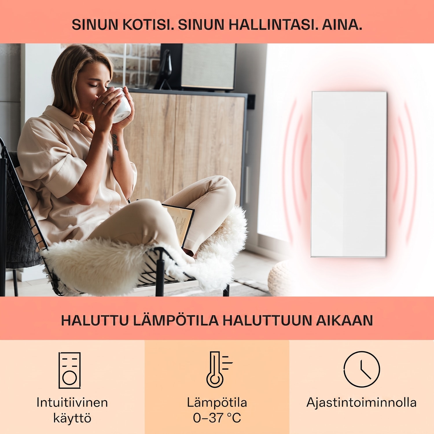 Wonderwall 72 infrapunalämmitin 60 x 120 cm 720 W viikkoajastin IP24 60 x 120 cm | 720 W | Ei