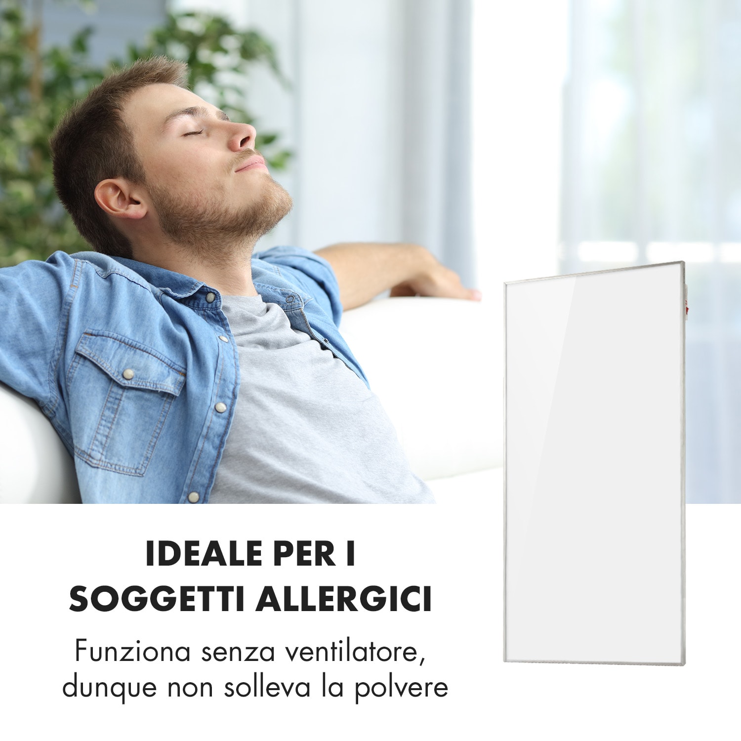 Wonderwall 72 - Pannello riscaldante a infrarossi, 60 x 120 cm, 720 W, timer settimanale, IP24 60 x 120 cm | 720 W | No