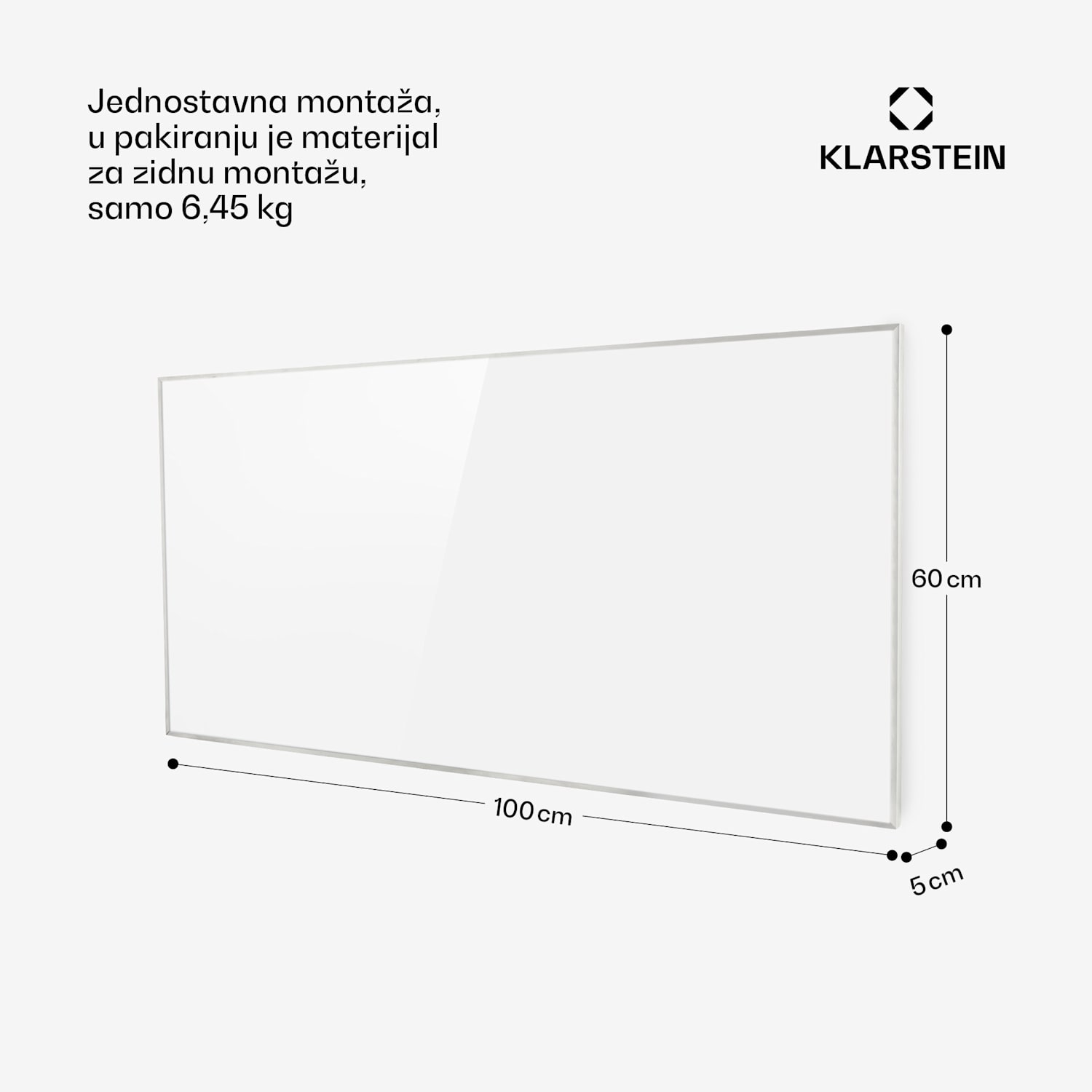 Wonderwall 60, infracrvena grijalica, 60x100cm, 600W, tjedni tajmer, IP24 100 x 60 cm | 600 W | Ne