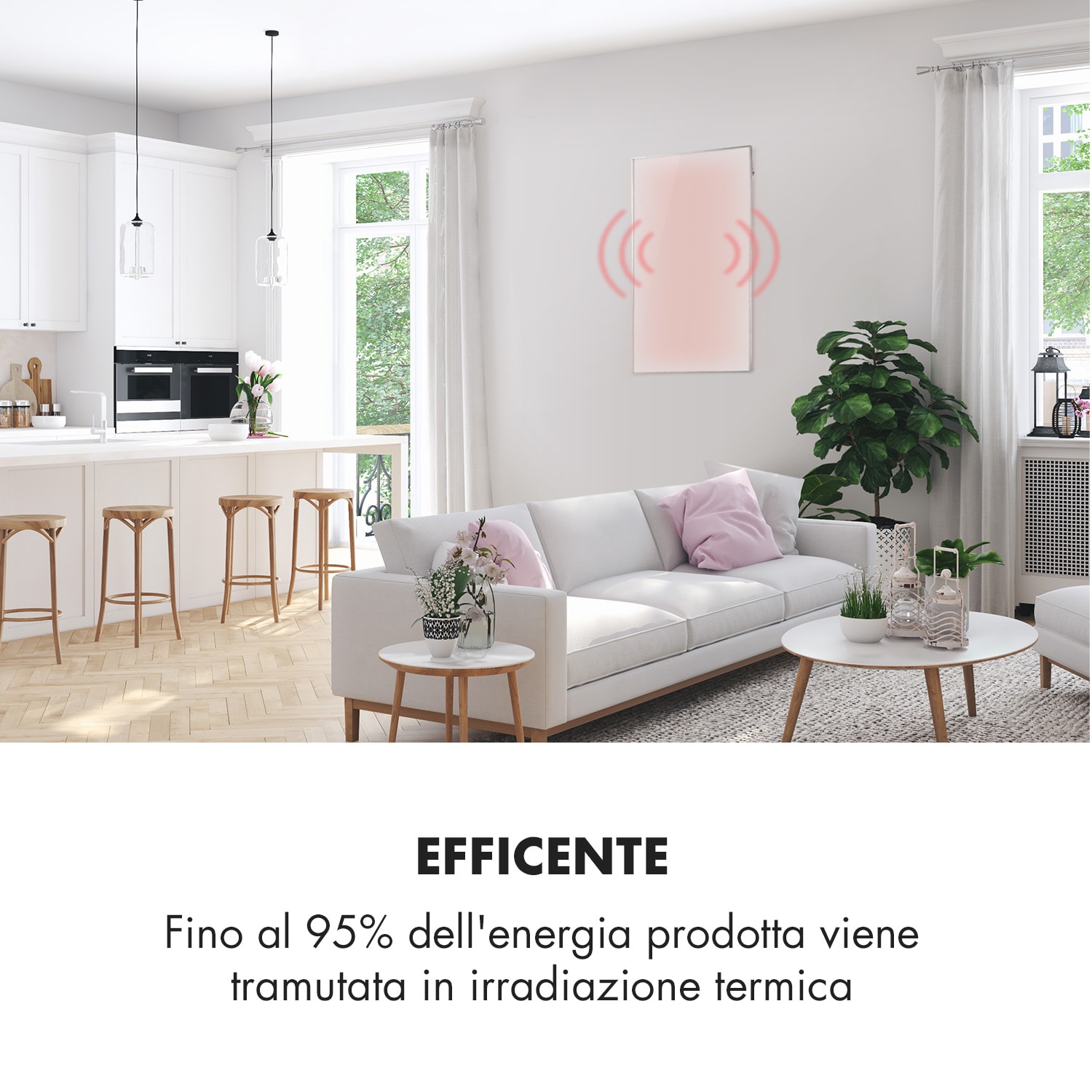 Wonderwall 60 - Pannello riscaldante a infrarossi, 60 x 100 cm, 600 W, timer settimanale, IP24 100 x 60 cm | 600 W | No