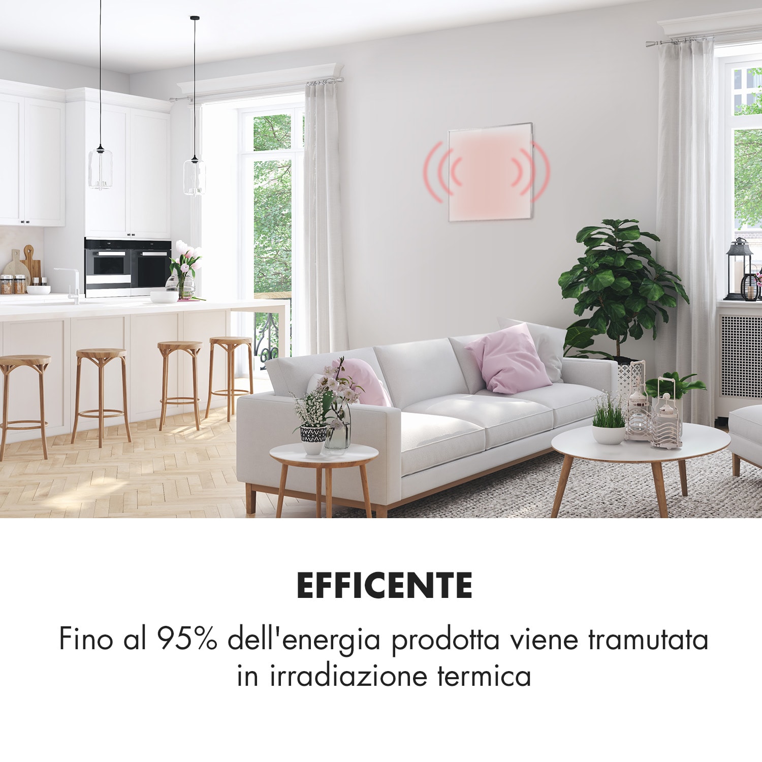 Wonderwall 36 - Pannello riscaldante a infrarossi, 60 x 60 cm, 360 W, timer settimanale, IP24 60 x 60 cm | 360 W | No