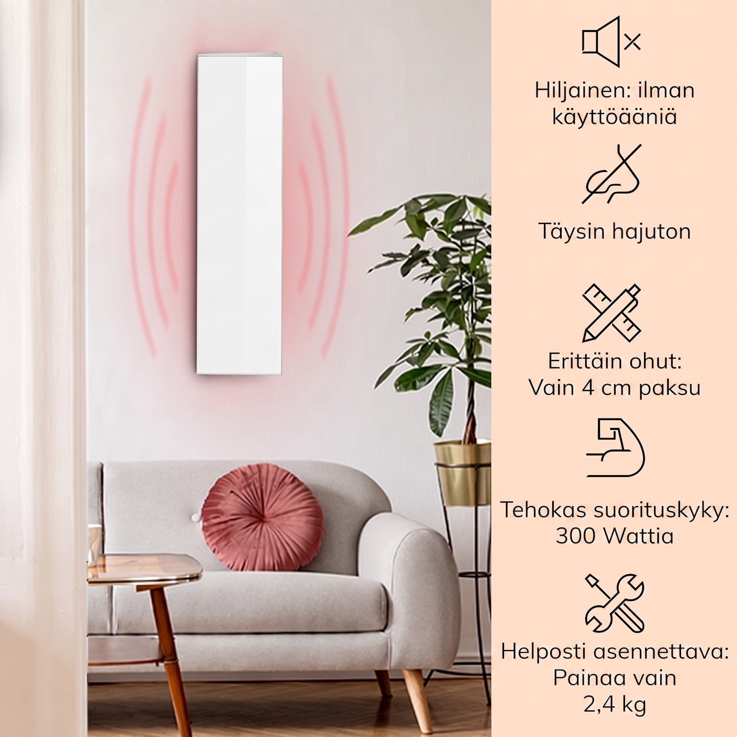 Wonderwall 30 infrapunalämmitin 30 x 100 cm 300 W viikkoajastin IP24 100x30 cm | 300 W | Ei