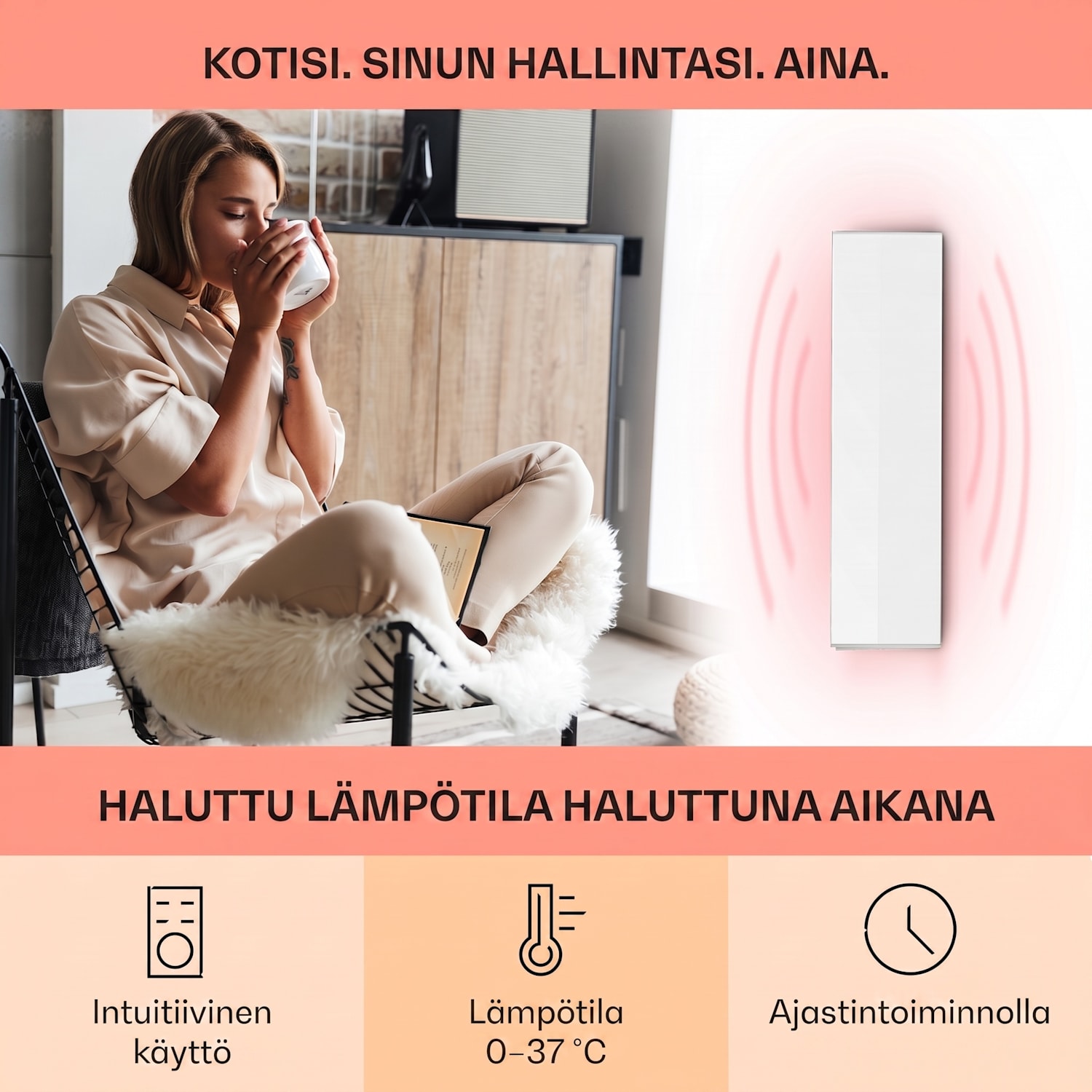 Wonderwall 30 infrapunalämmitin 30 x 100 cm 300 W viikkoajastin IP24 100x30 cm | 300 W | Ei