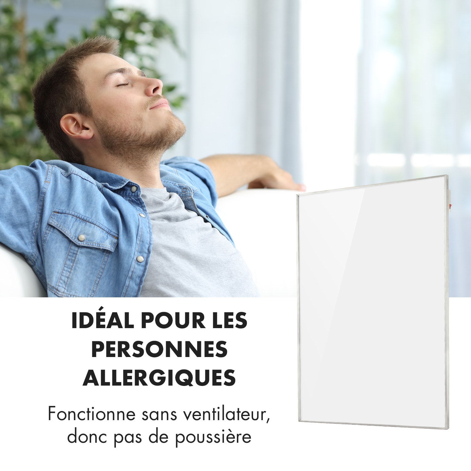 Wonderwall 96 radiateur infrarouge 120 x 80 cm 960 W minuterie IP24 