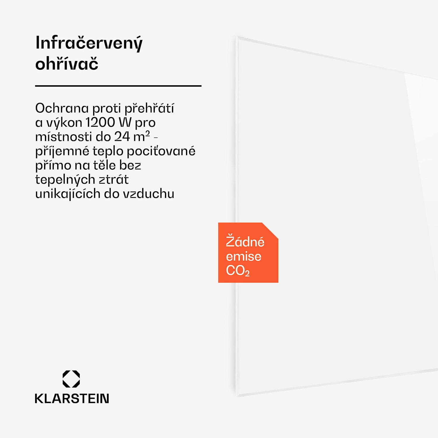 Wonderwall 120, infračervený ohřívač, 120 x 100 cm, 1200 W, časovač, IP24 1200 W