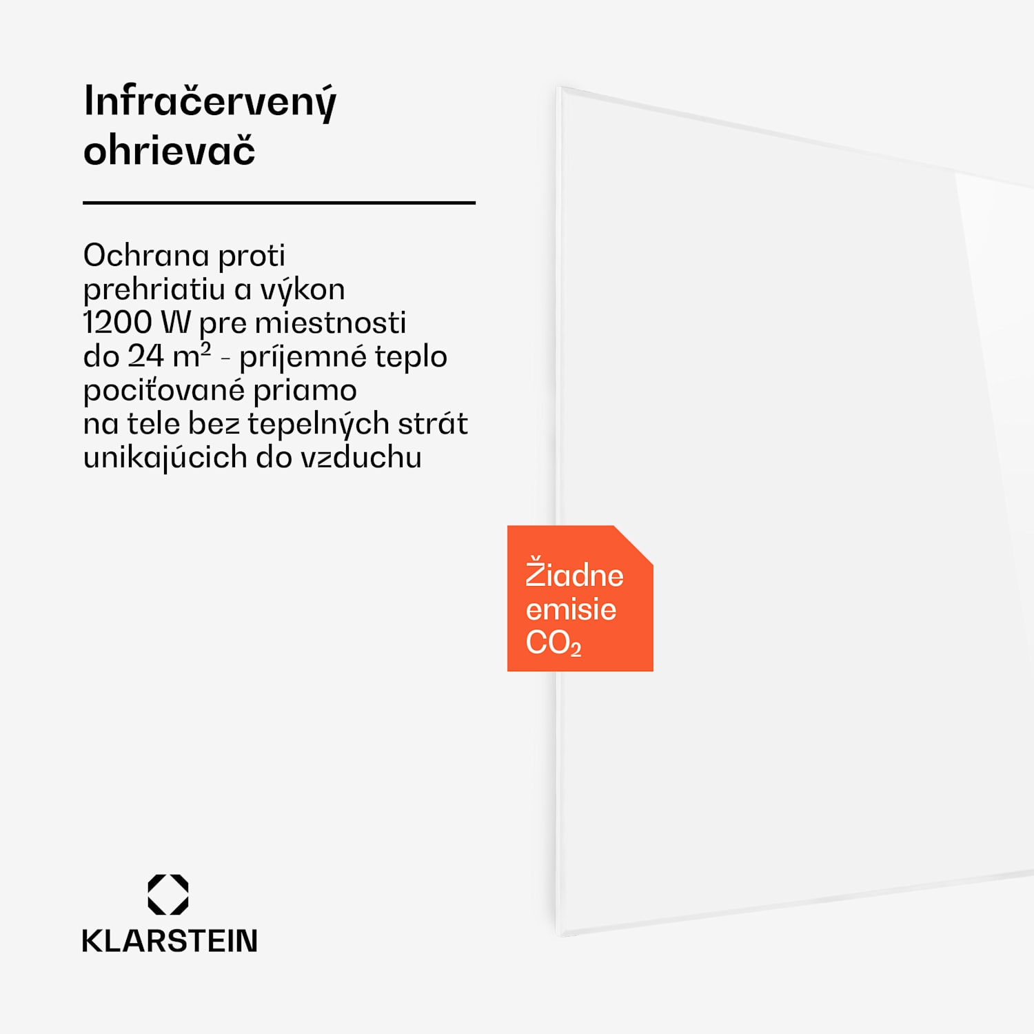 Wonderwall 120, infračervený ohrievač, 120 x 100 cm, 1200 W, časovač, IP24 1200 W