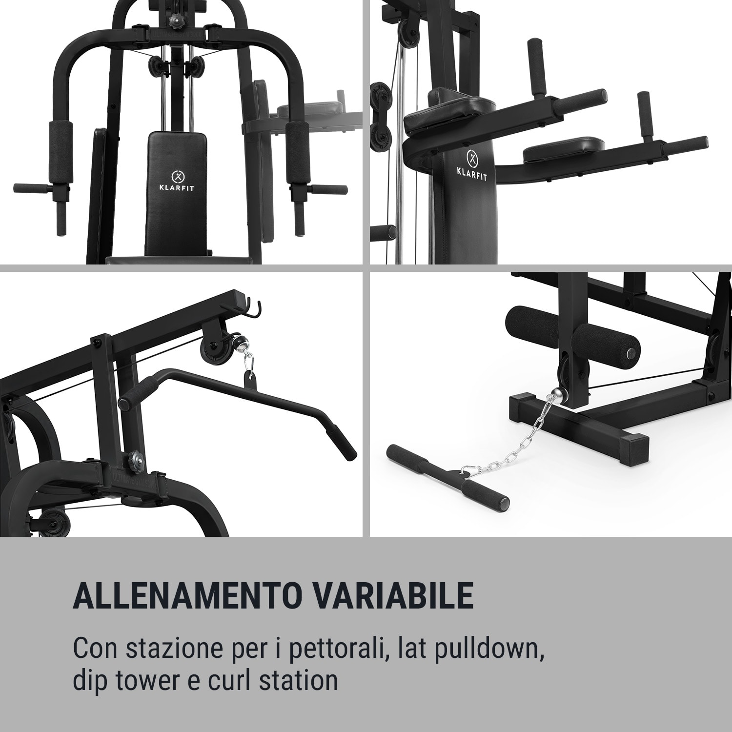 Ultimate Gym 9000 Stazione Fitness, 7 stazioni, 100 kg, Pila di pesi, nero Nero