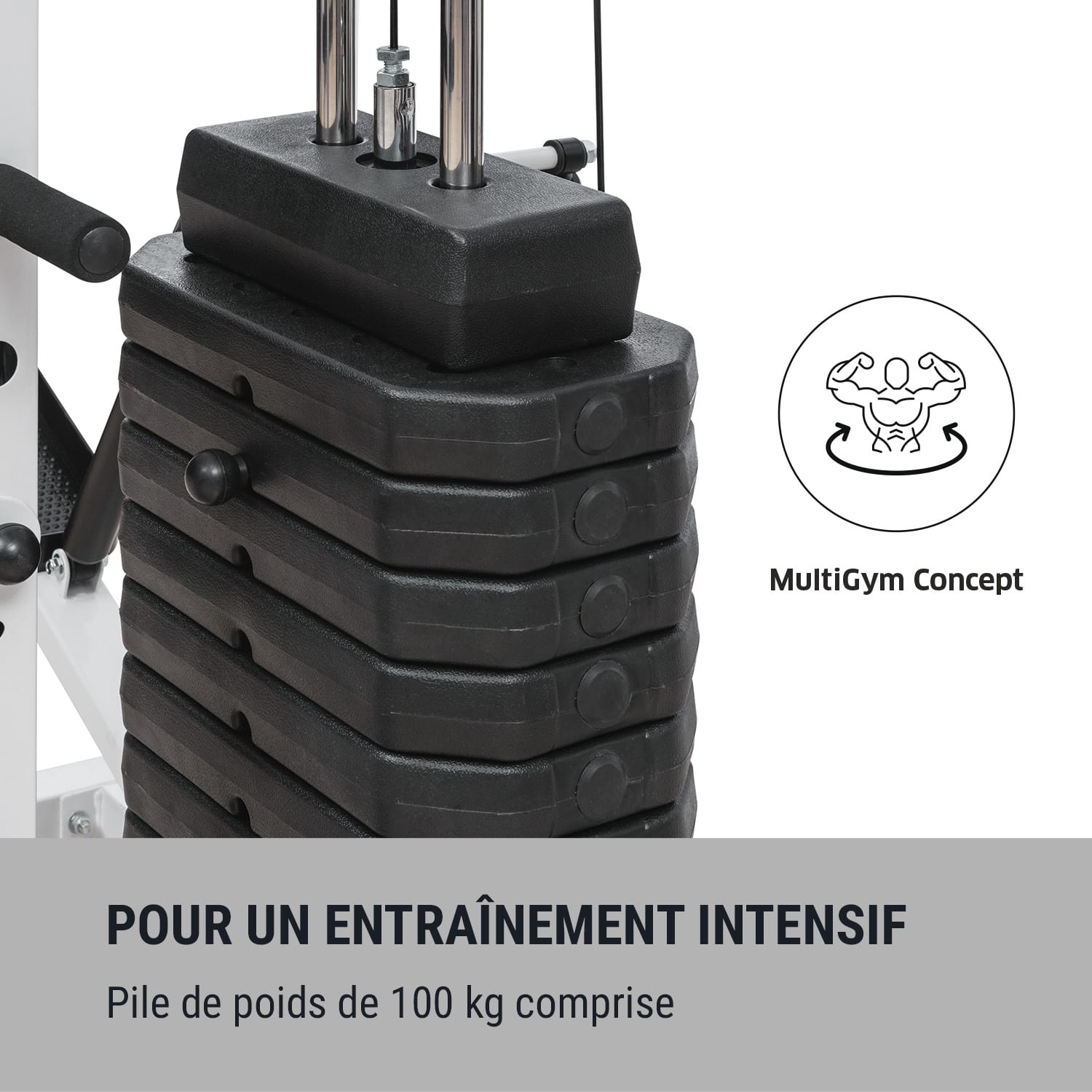 Ultimate Gym 9000 Station de musculation multifonction - acier blanc Blanc