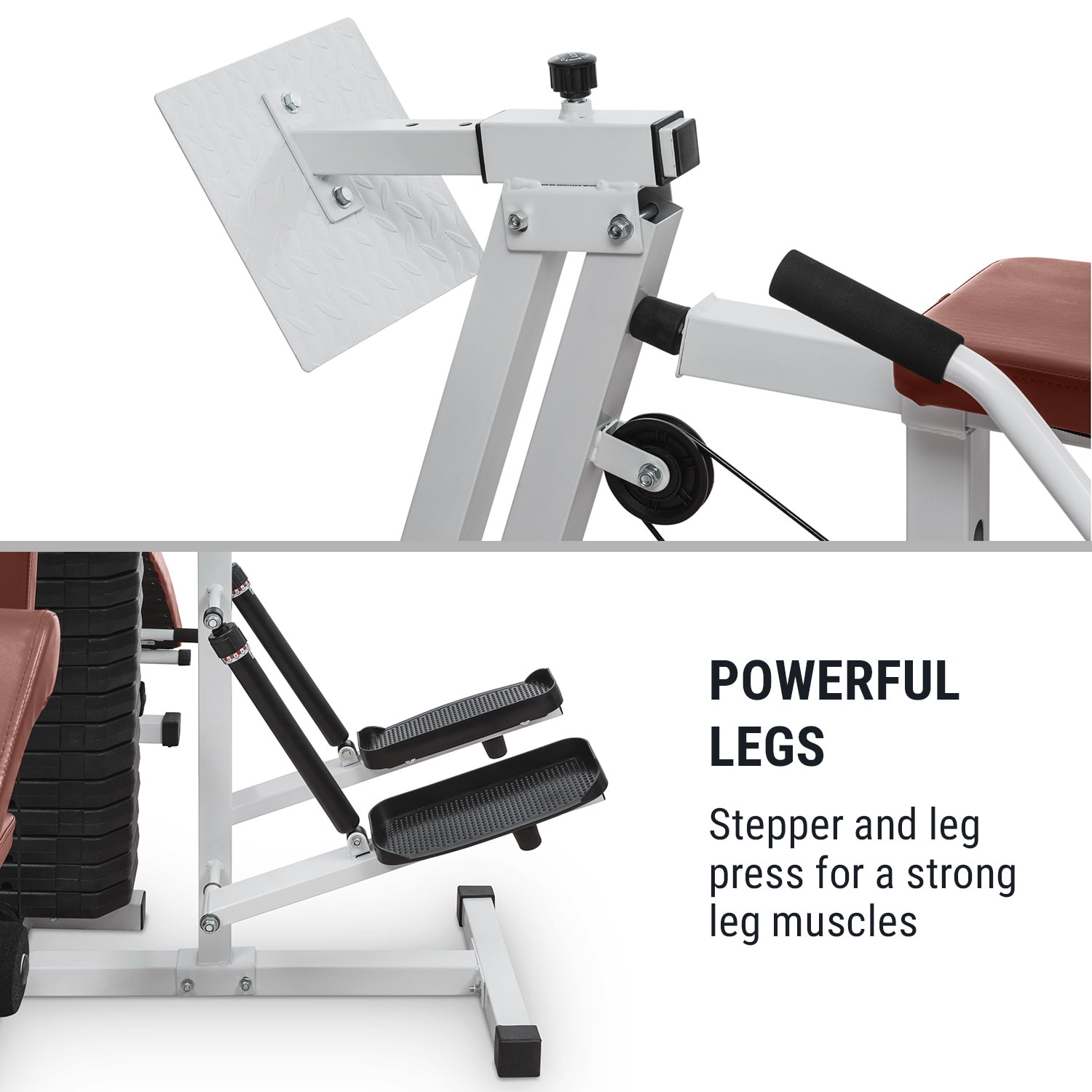 Ultimate Gym 9000, multifunkčná posilňovacia stanica, 7 stanovíšť, do 150 kg, QR oceľ, biela Biela