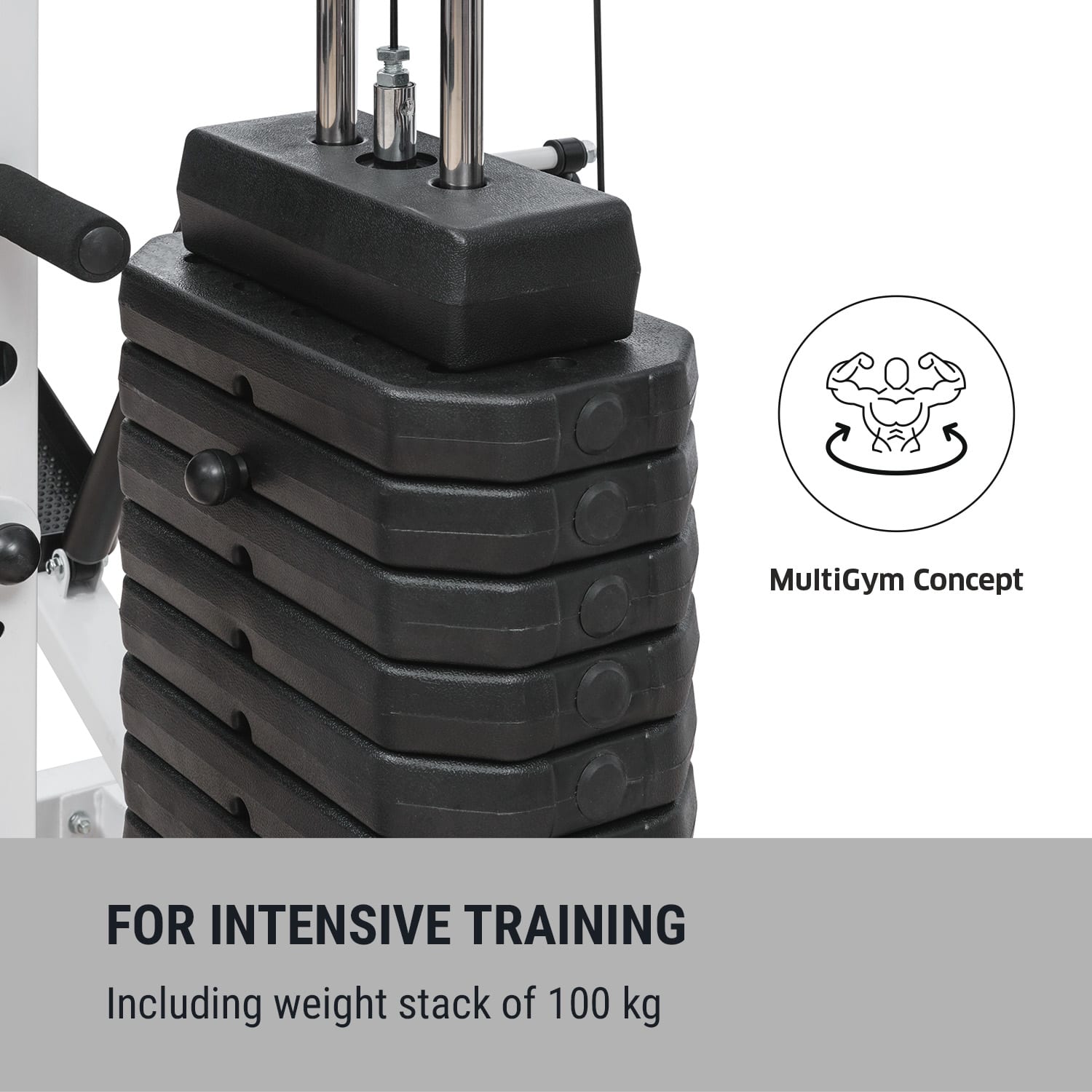 Ultimate Gym 9000, multifunkčná posilňovacia stanica, 7 stanovíšť, do 150 kg, QR oceľ, biela Biela