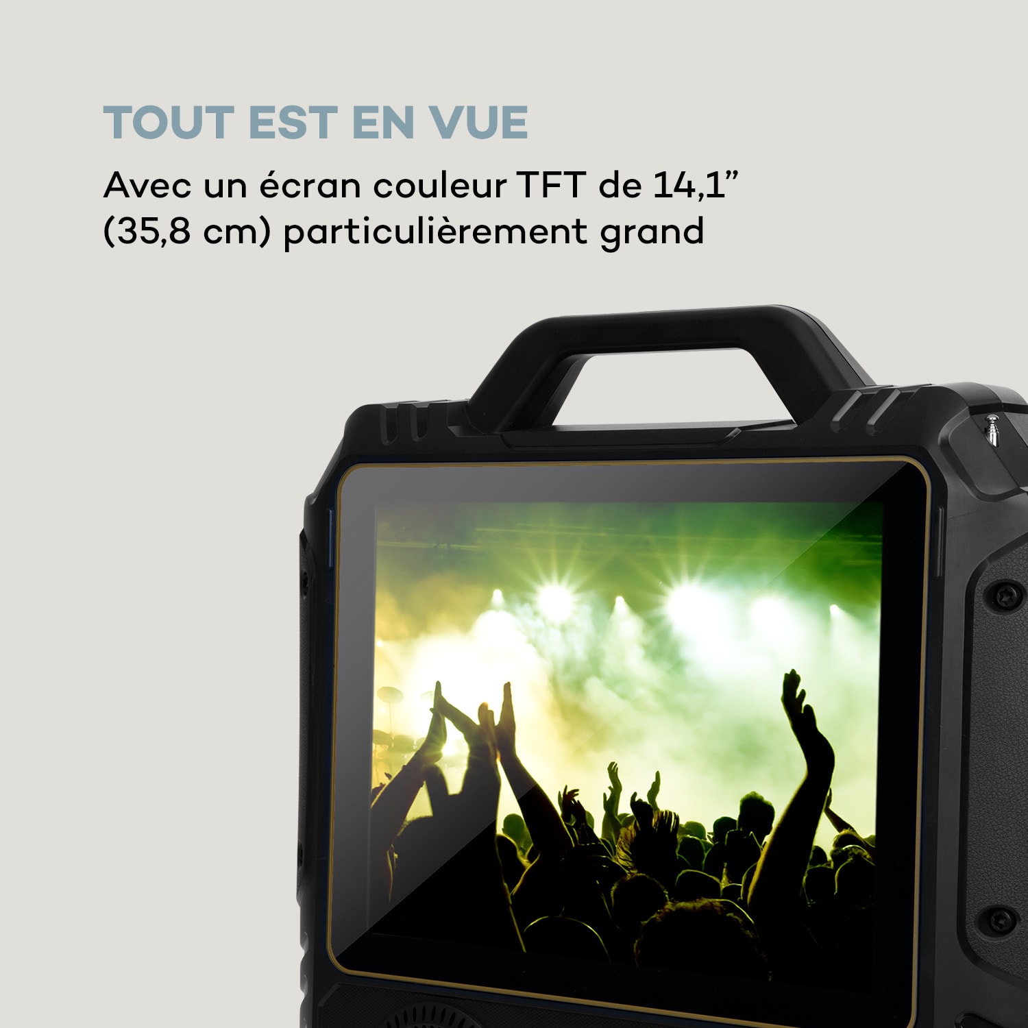 CenterStage 4 Enceinte karaoké portable 4" 10W écran 14,1" + micro sans fil 2 x enceintes de 4" | Noir