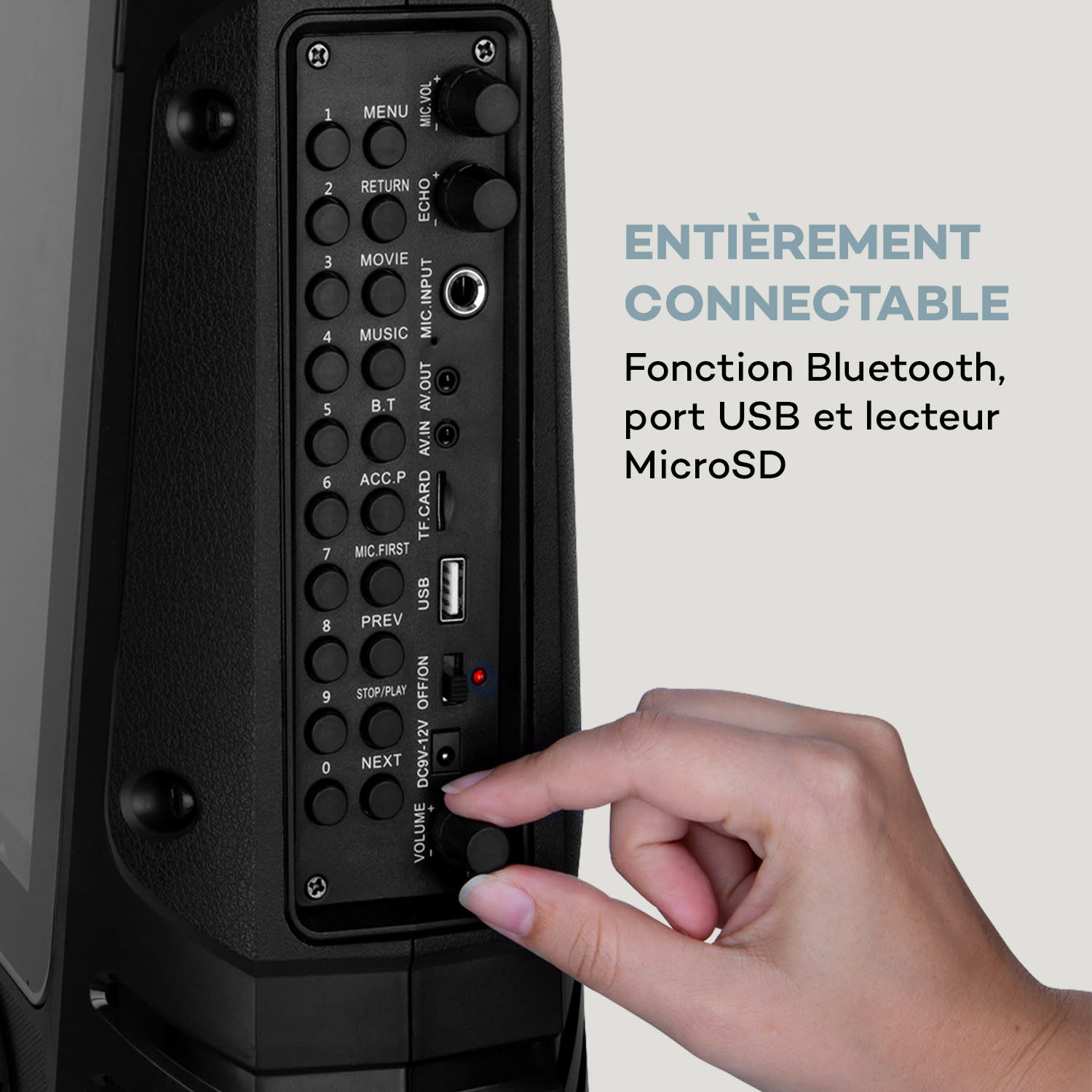 CenterStage 4 Enceinte karaoké portable 4" 10W écran 14,1" + micro sans fil 2 x enceintes de 4" | Noir