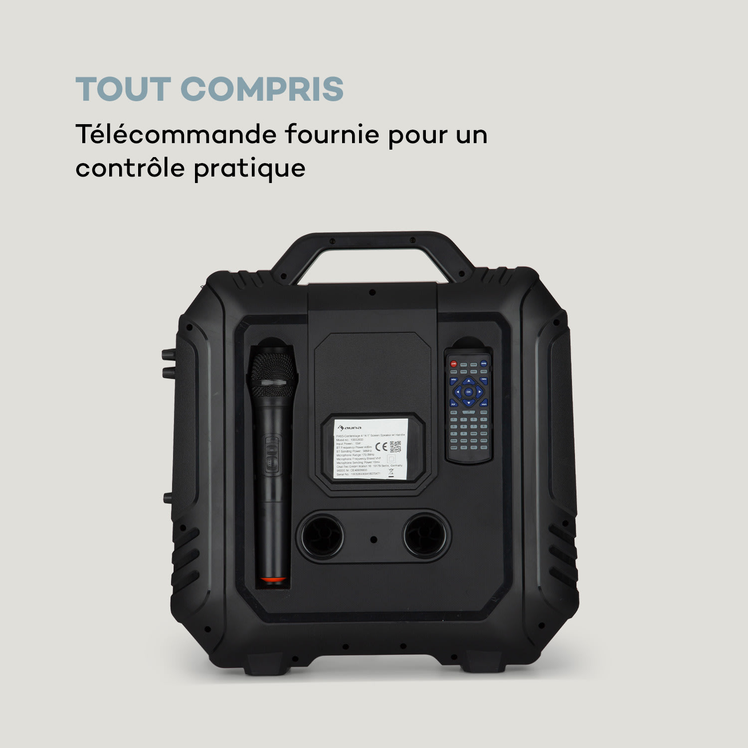 CenterStage 4 Enceinte karaoké portable 4" 10W écran 14,1" + micro sans fil 2 x enceintes de 4" | Noir