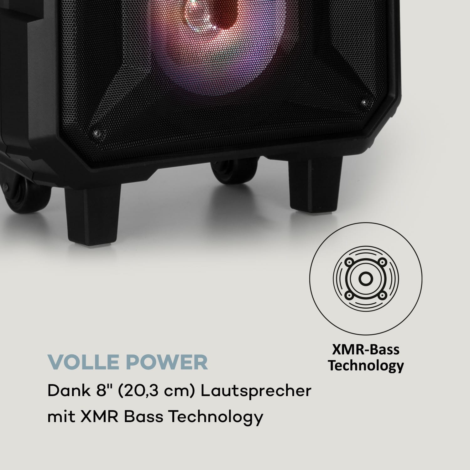 CenterStage 8 mobiler Karaoke-Lautsprecher, 40 W, 14,1" Display, Funk-Mikro 