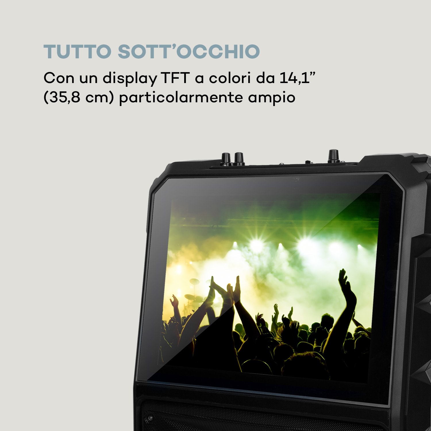 CenterStage 8 Cassa-Karaoke Mobile, 40 W, Display 14,1", Radiomicrofono 