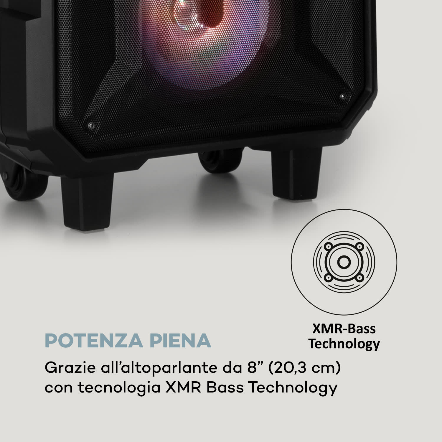 CenterStage 8 Cassa-Karaoke Mobile, 40 W, Display 14,1", Radiomicrofono 