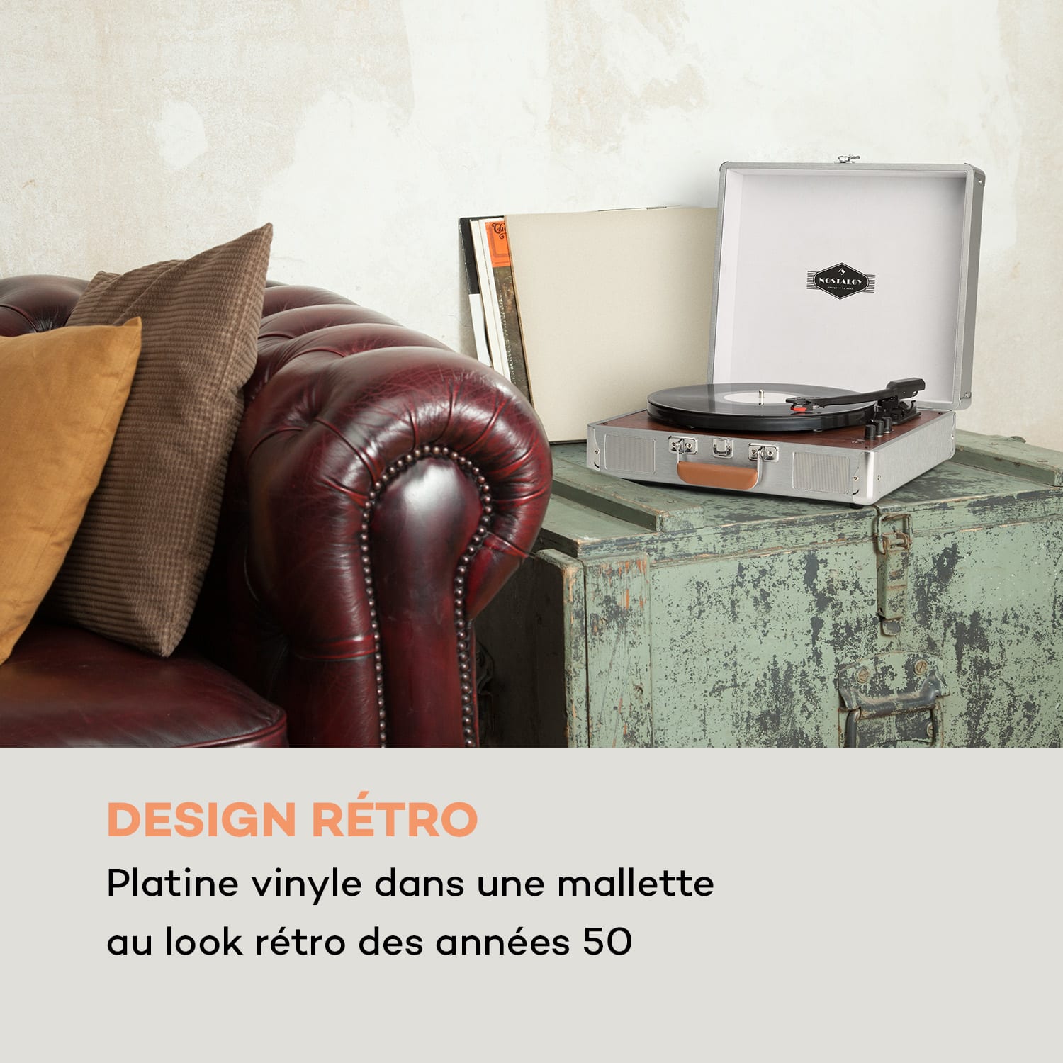 Billy Bob platine vinyle avec enceinte stéréo BT Bluetooth argent Argent