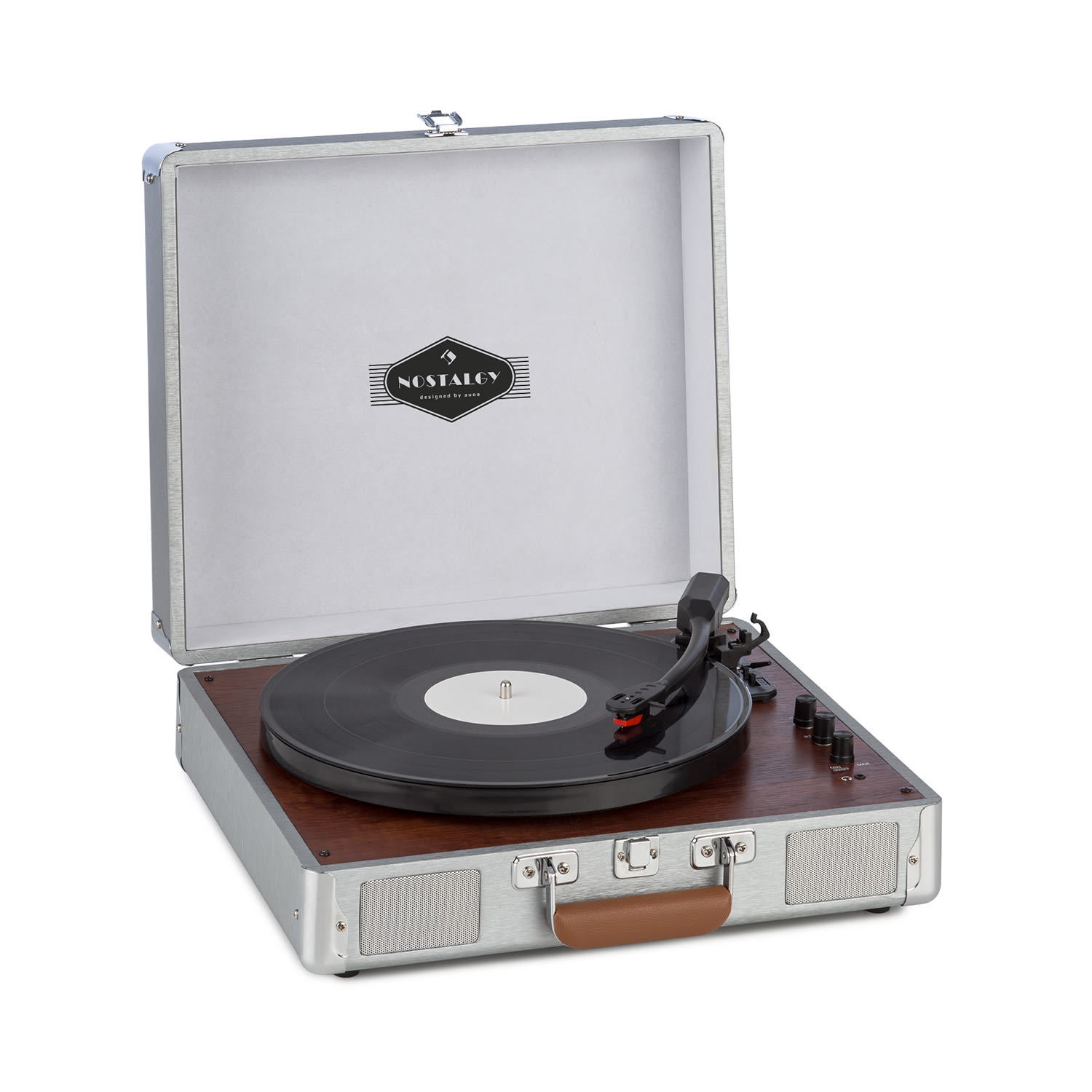 Billy Bob Tocadiscos con BT Altavoz estéreo Bluetooth plateado Plata