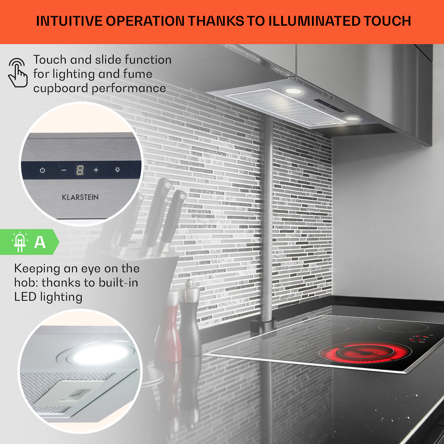 Paolo, okap kuchenny do zabudowy, wyciąg, 52 cm, 600 m³/h, LED, panel dotykowy, stal nierdzewna