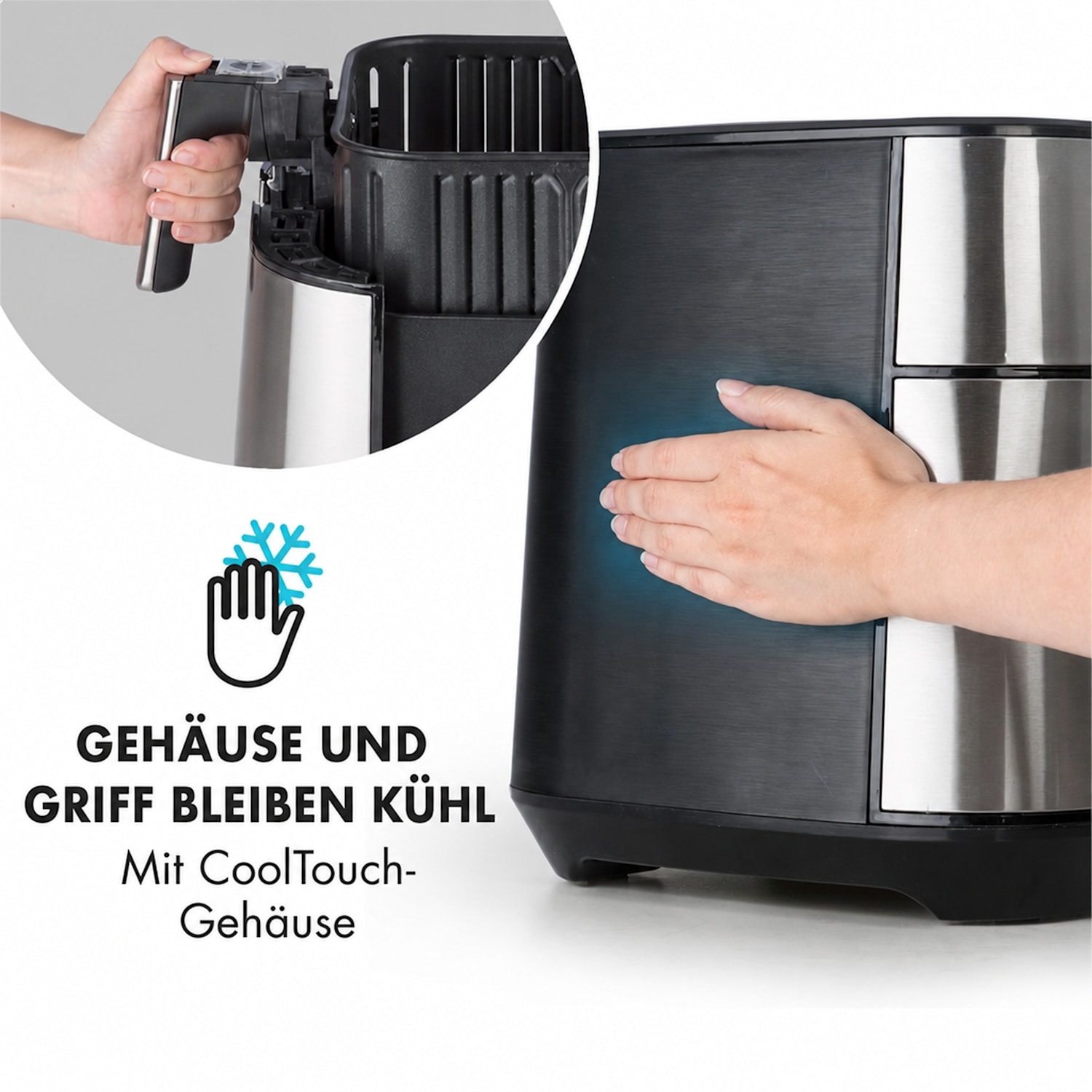 AeroVital Heißluftfritteuse 1700W 5 Liter Timer Edelstahl silber 