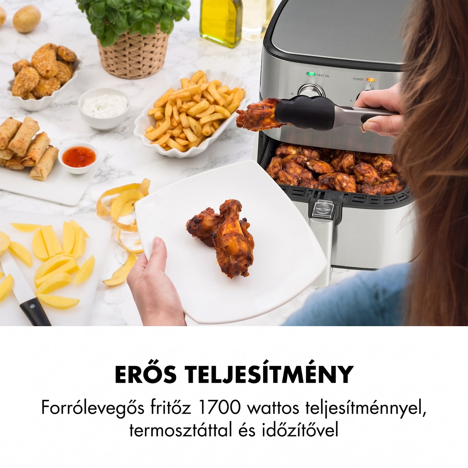 AeroVital, forrólevegős fritőz, 1700 W, 5 l, rozsdamentes acél, ezüst 