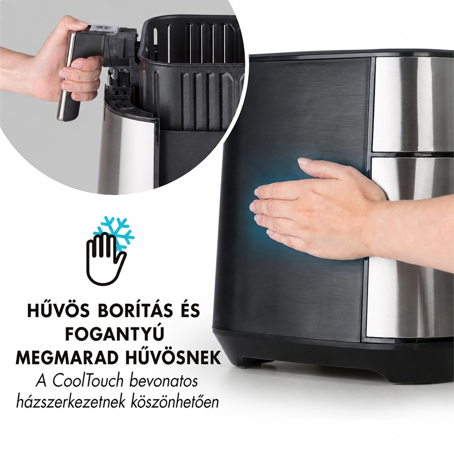 AeroVital, forrólevegős fritőz, 1700 W, 5 l, rozsdamentes acél, ezüst 