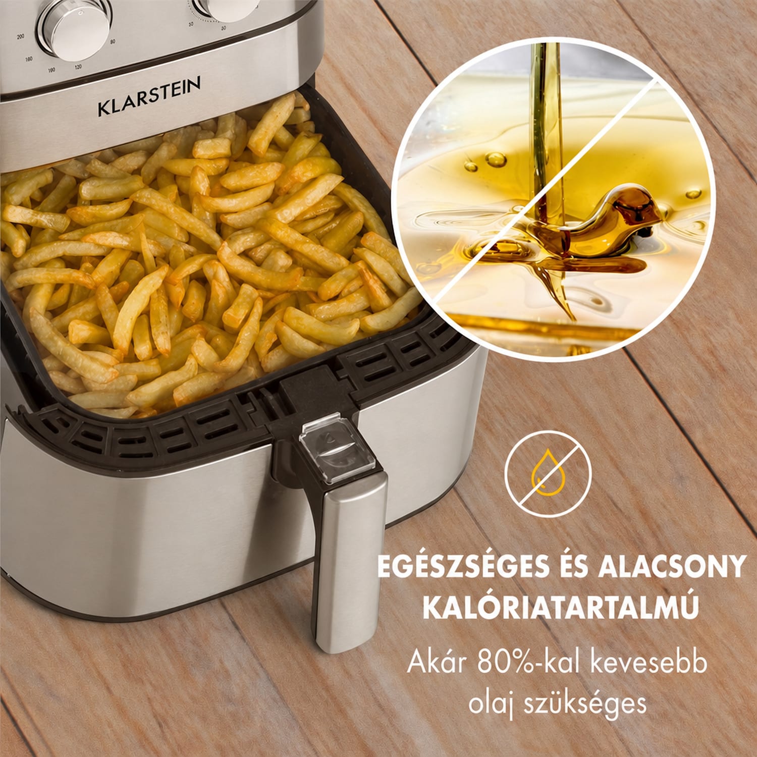 AeroVital, forrólevegős fritőz, 1700 W, 5 l, rozsdamentes acél, ezüst 