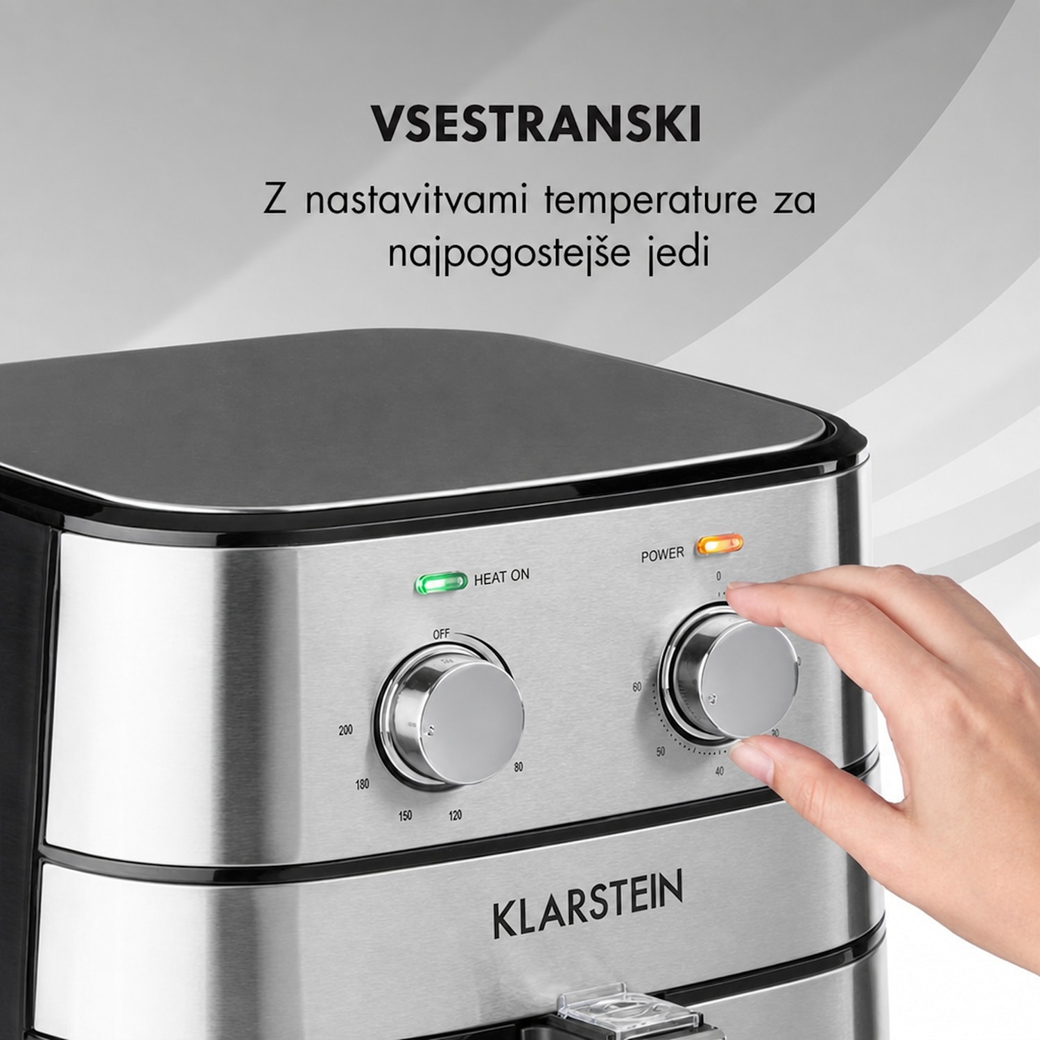 AeroVital, cvrtnik z vročim zrakom, 1700 W, 5 l, časovnik, nerjaveče jeklo, srebrna 
