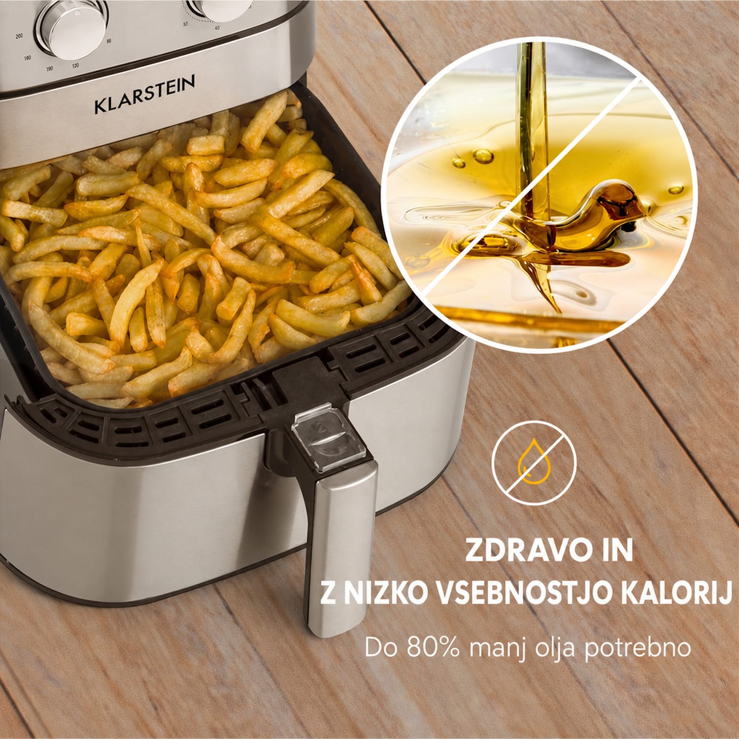AeroVital, cvrtnik z vročim zrakom, 1700 W, 5 l, časovnik, nerjaveče jeklo, srebrna 